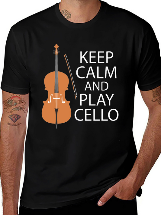 Keep Calm and Play Cello Black T-Shirt