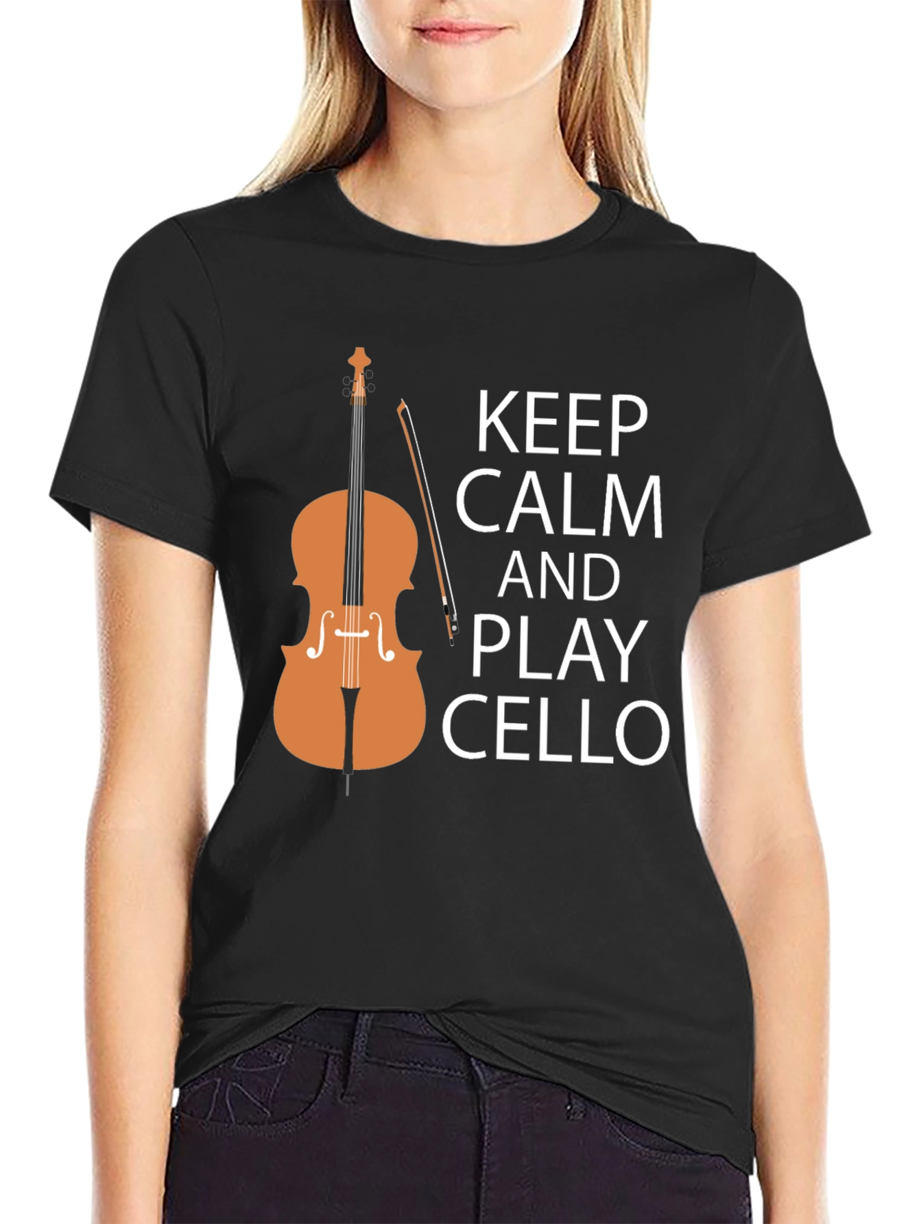 Keep Calm and Play Cello Black T-Shirt