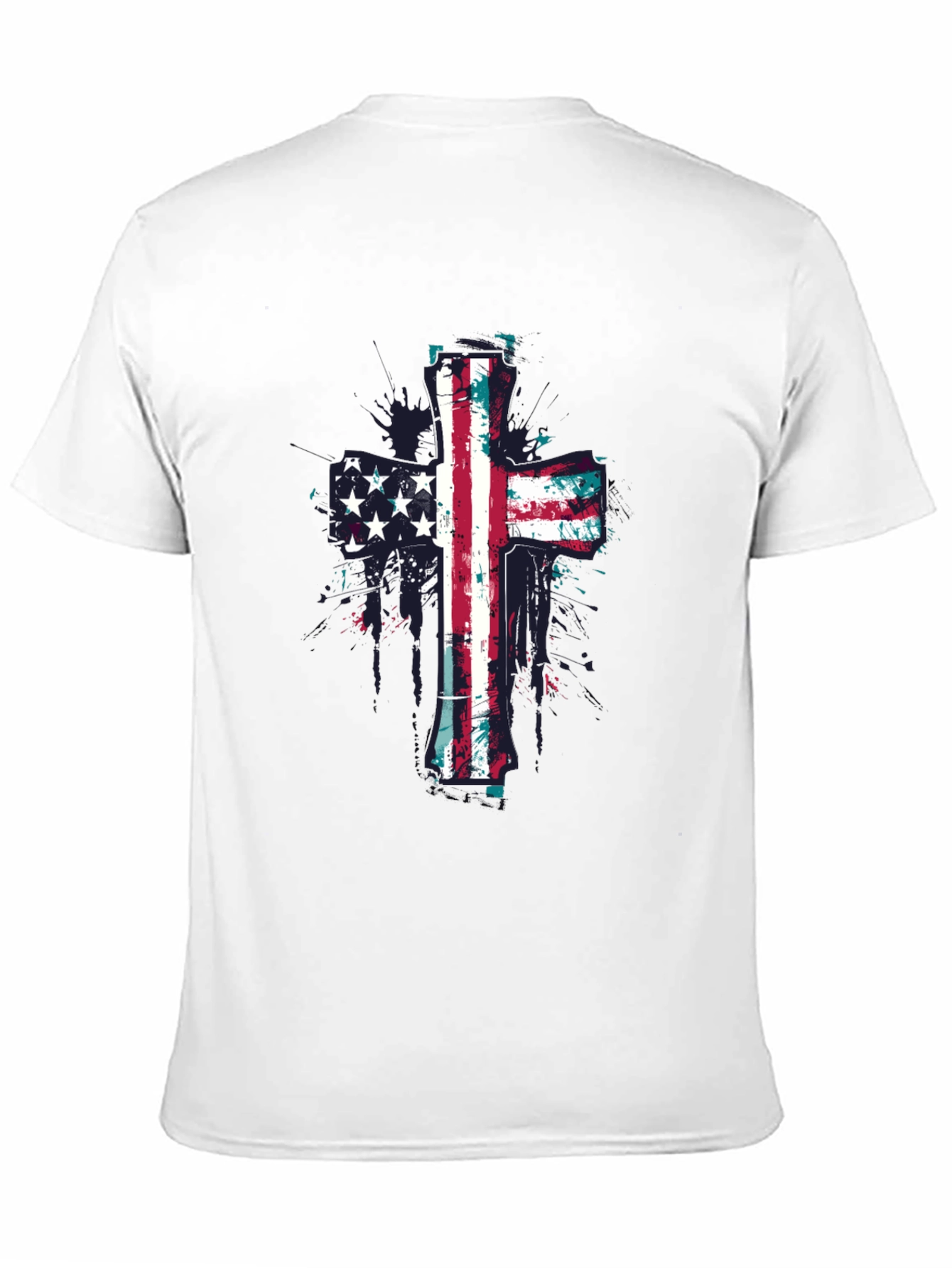 American Flag Cross Graphic Tee - Black