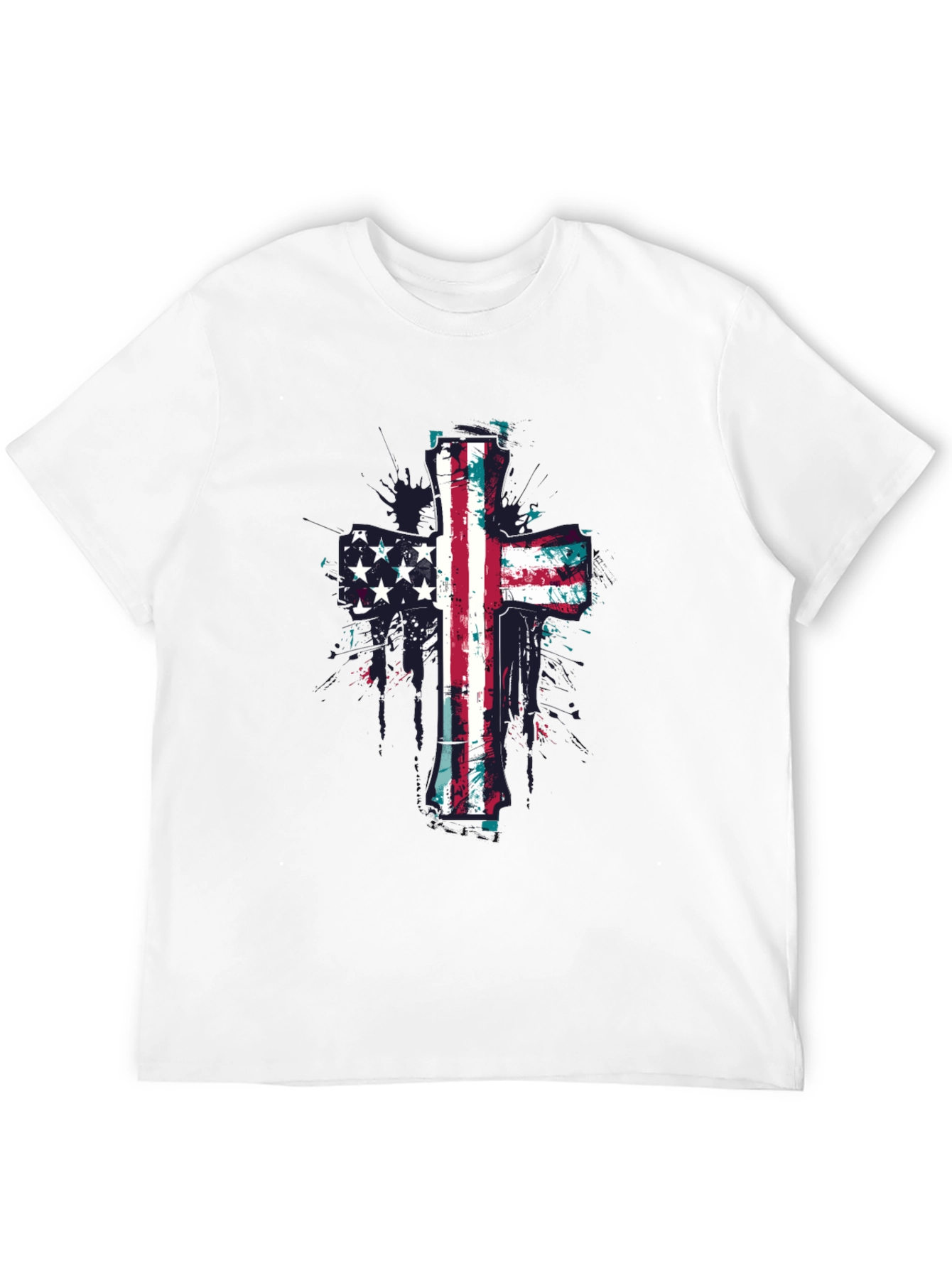 American Flag Cross Graphic Tee - Black