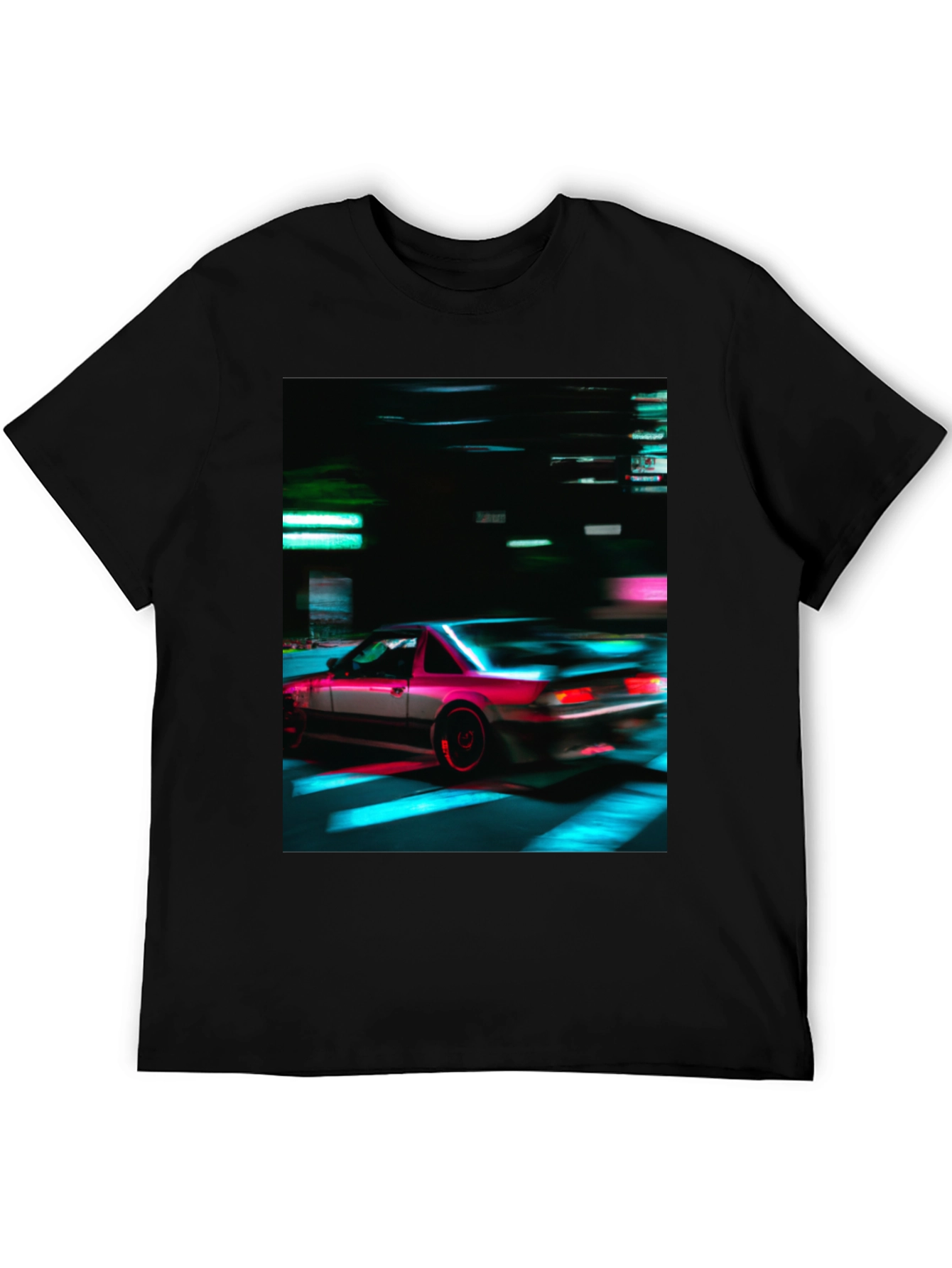 Retro Car Graphic Tee - Black Short Sleeve