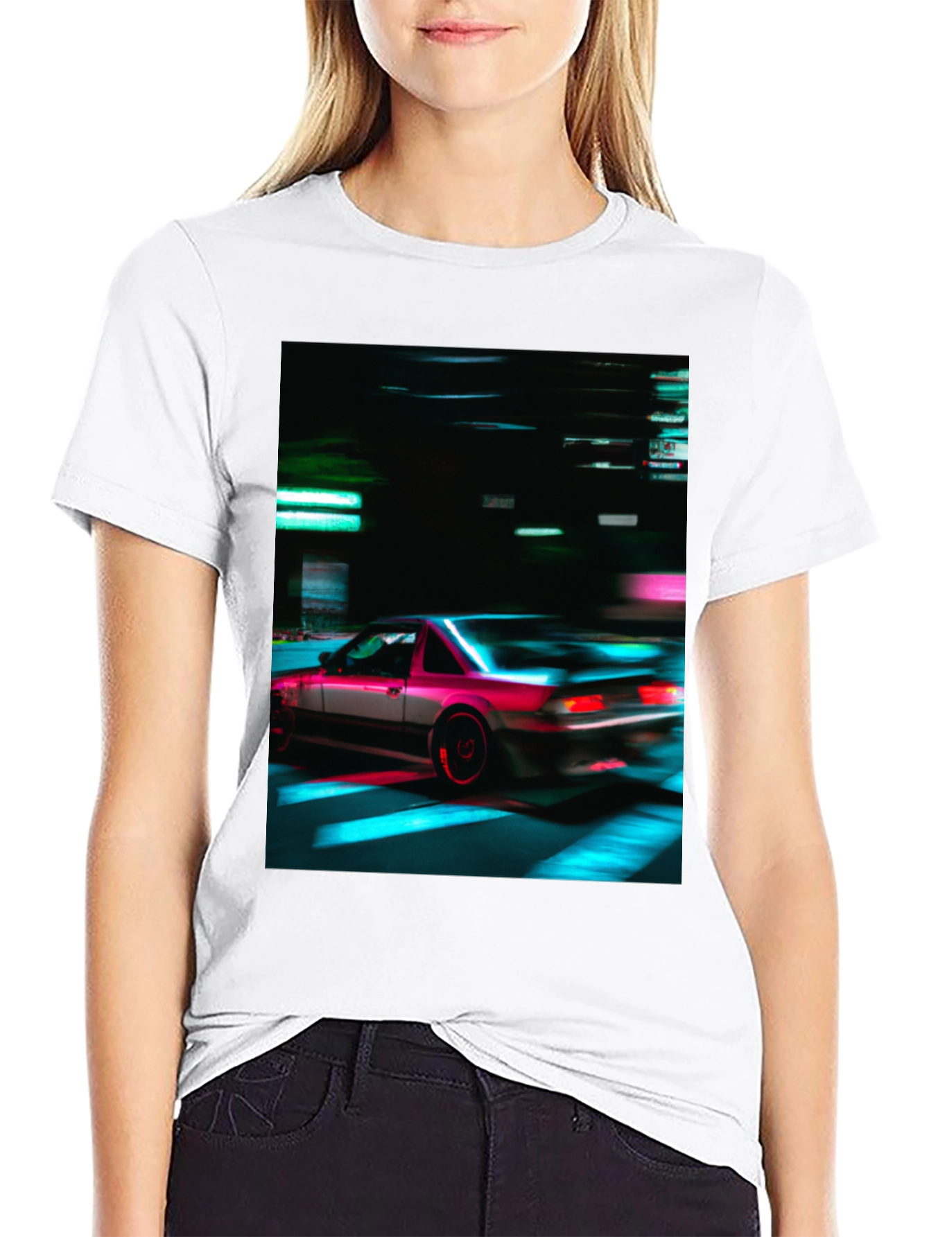 Retro Car Graphic Tee - Black Short Sleeve