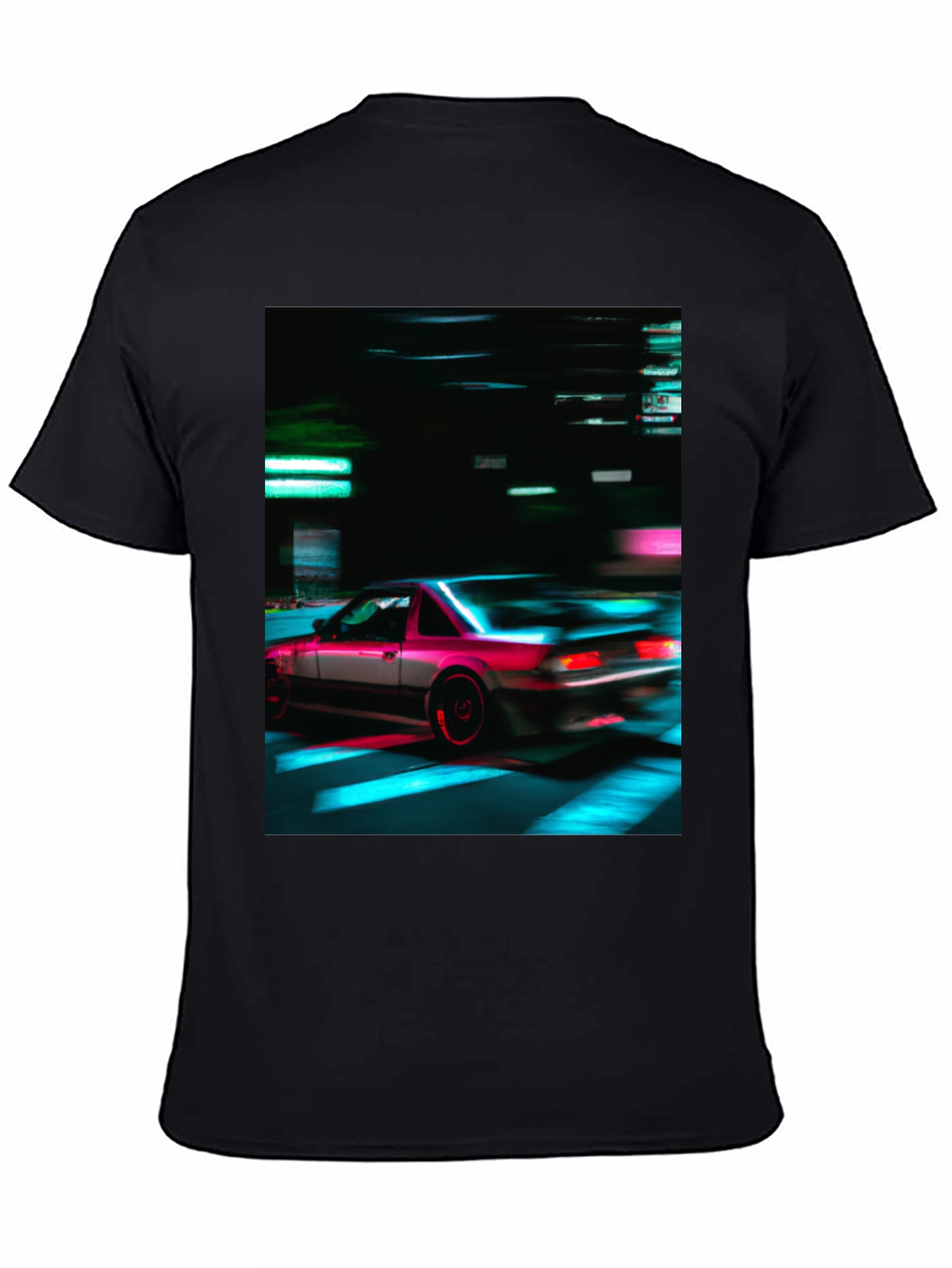 Retro Car Graphic Tee - Black Short Sleeve