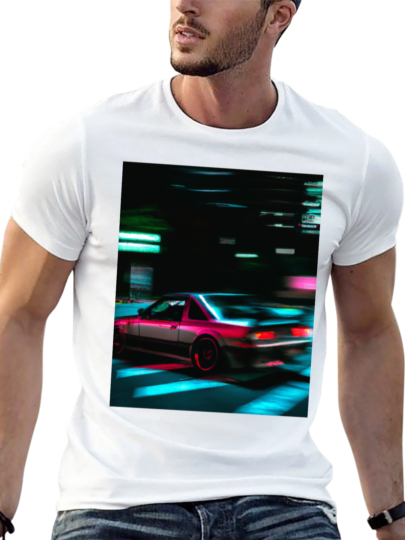 Retro Car Graphic Tee - Black Short Sleeve