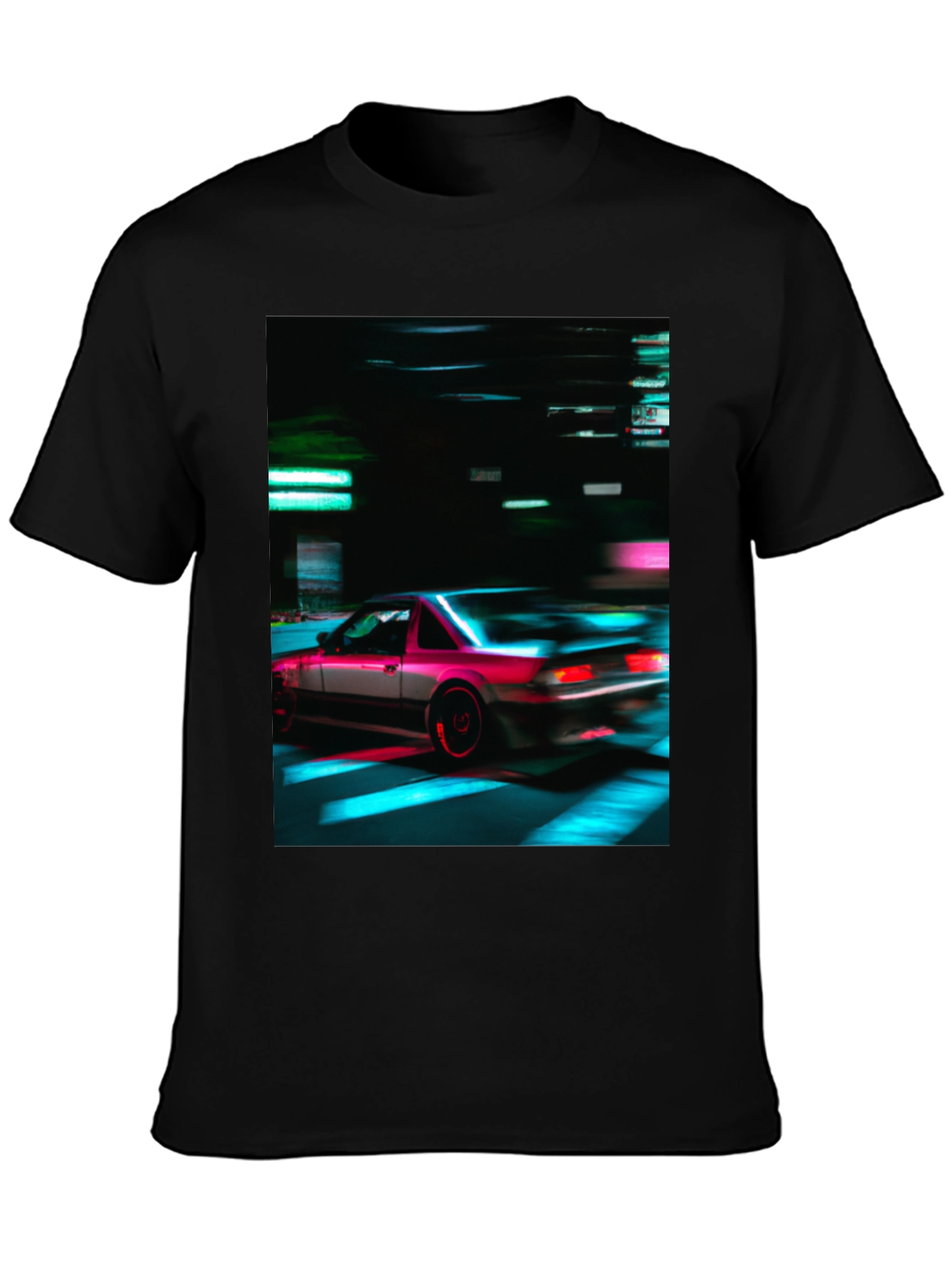 Retro Car Graphic Tee - Black Short Sleeve
