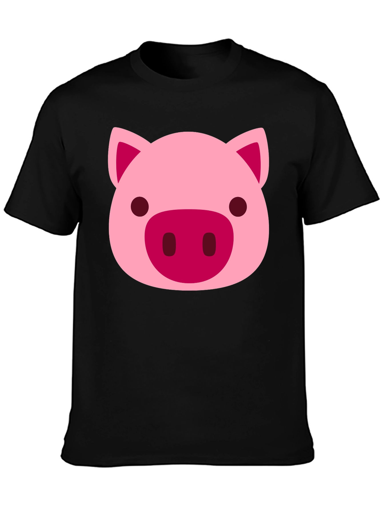 Cute Pig Face Graphic Black T-Shirt