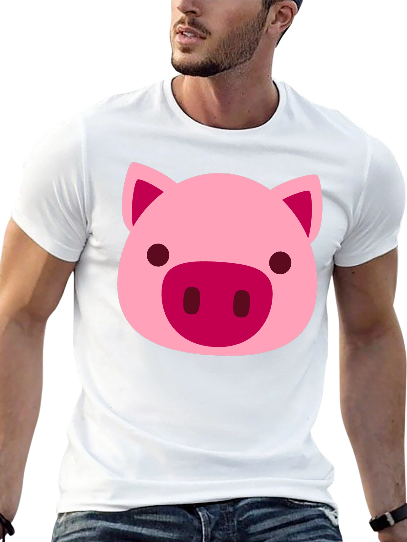 Cute Pig Face Graphic Black T-Shirt