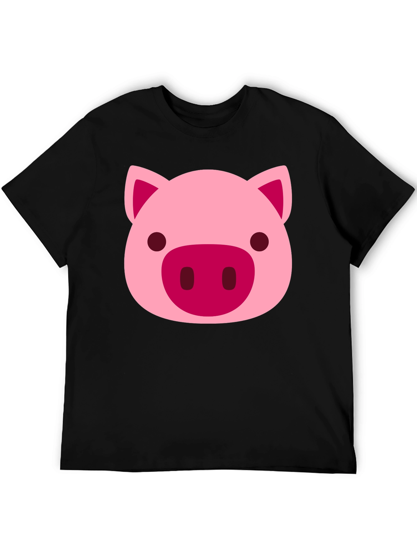 Cute Pig Face Graphic Black T-Shirt