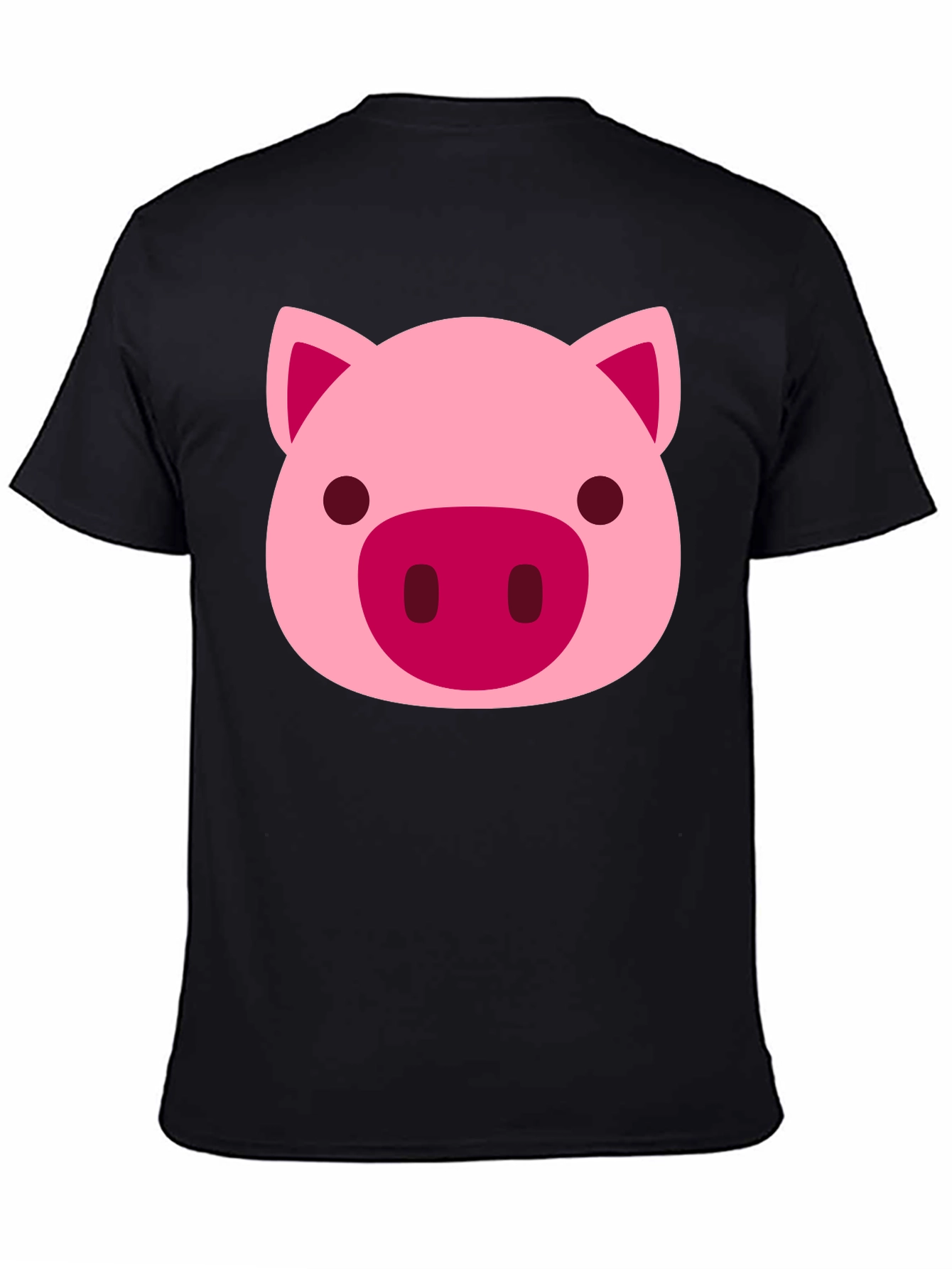 Cute Pig Face Graphic Black T-Shirt