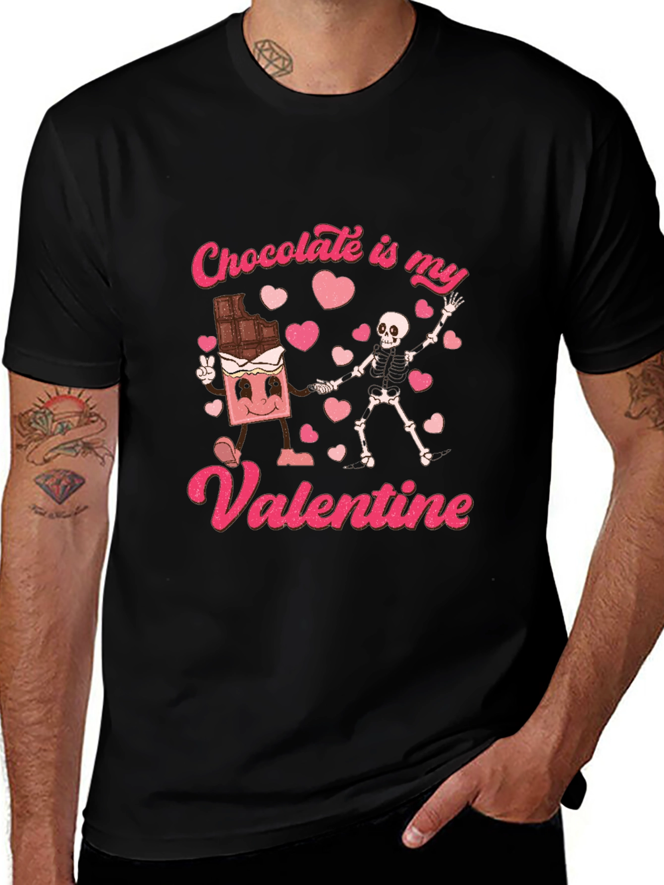 Chocolate is My Valentine Black T-Shirt