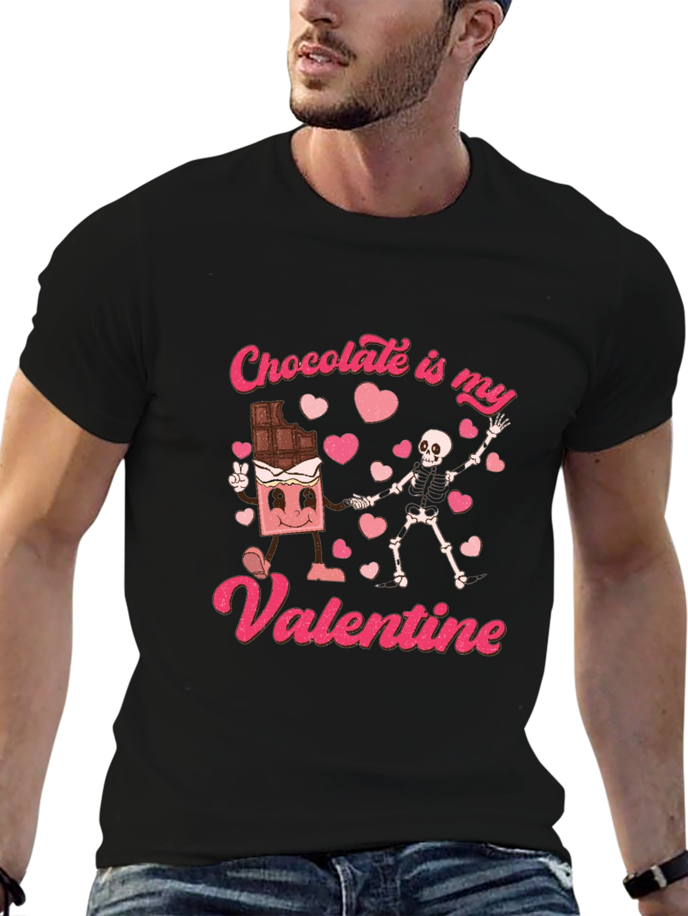 Chocolate is My Valentine Black T-Shirt