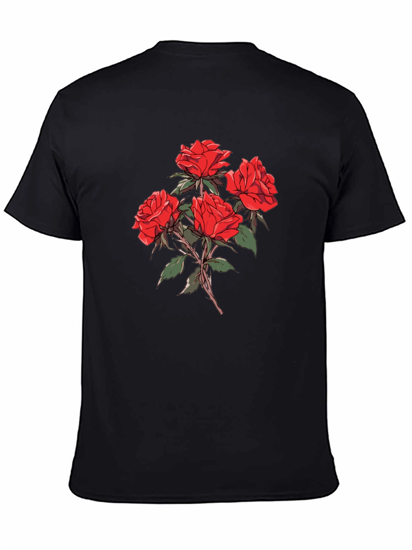 Mens Black Rose Graphic T-Shirt