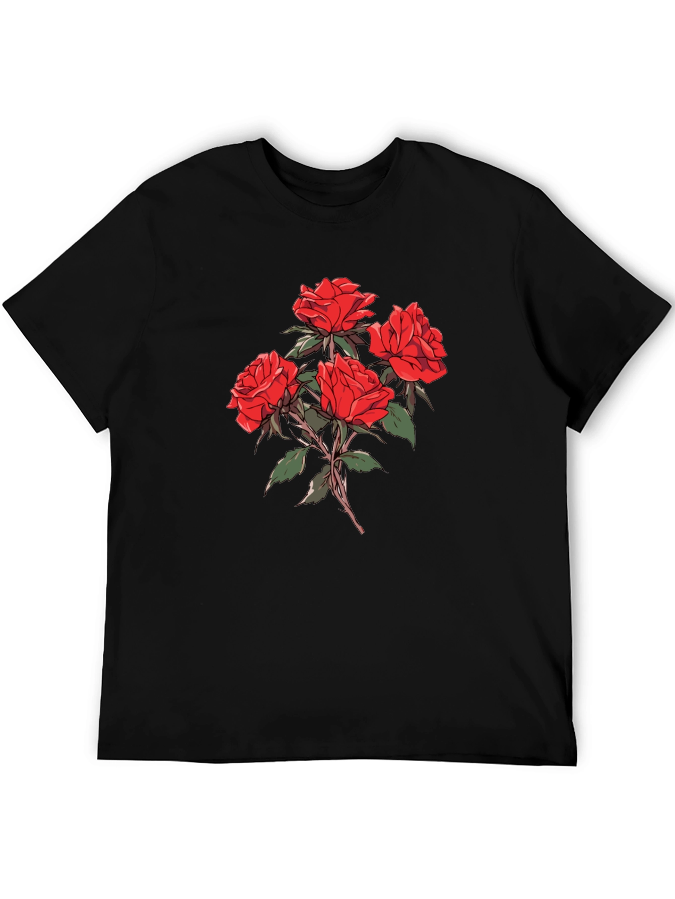 Mens Black Rose Graphic T-Shirt