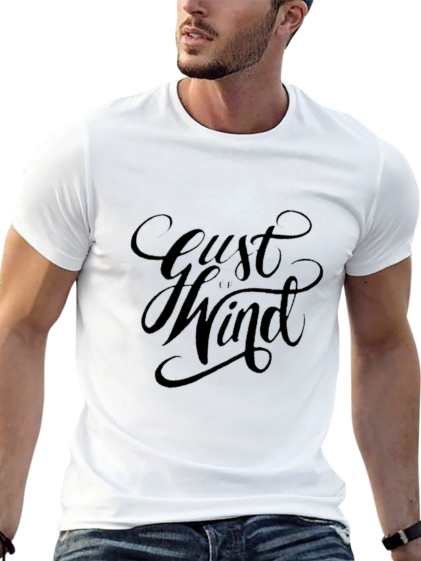 Gust of Wind Graphic Print Black T-Shirt