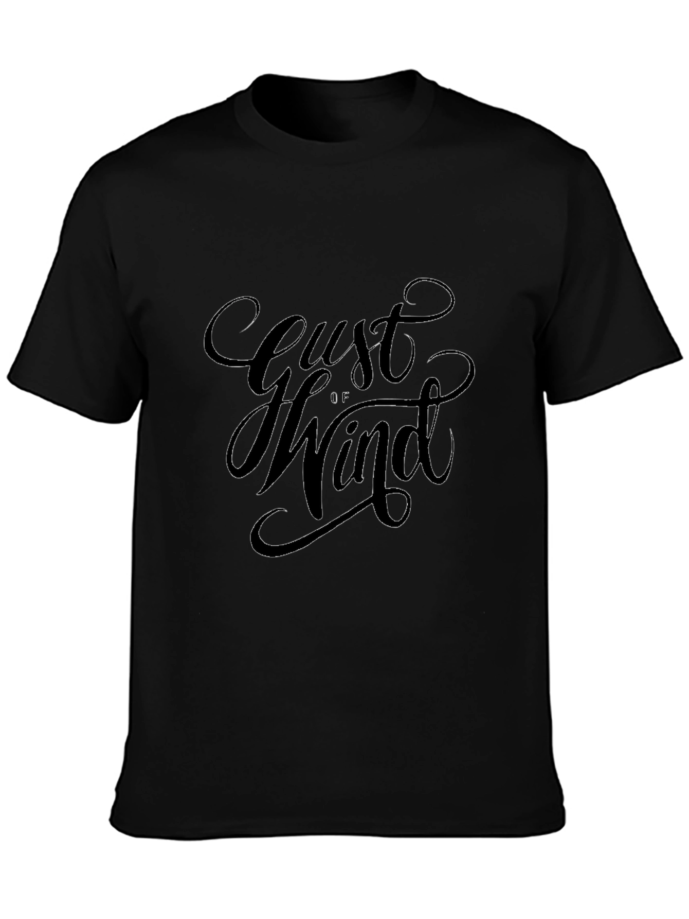 Gust of Wind Graphic Print Black T-Shirt
