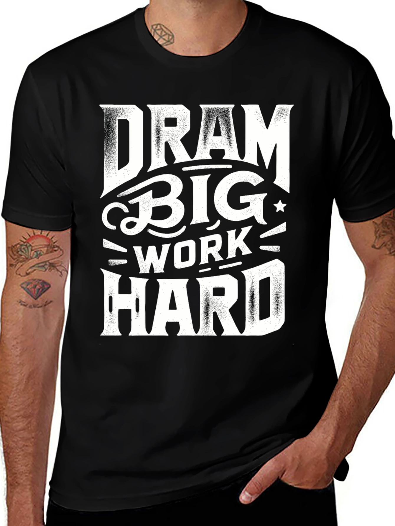 Dream Big Work Hard Graphic Tee - Black