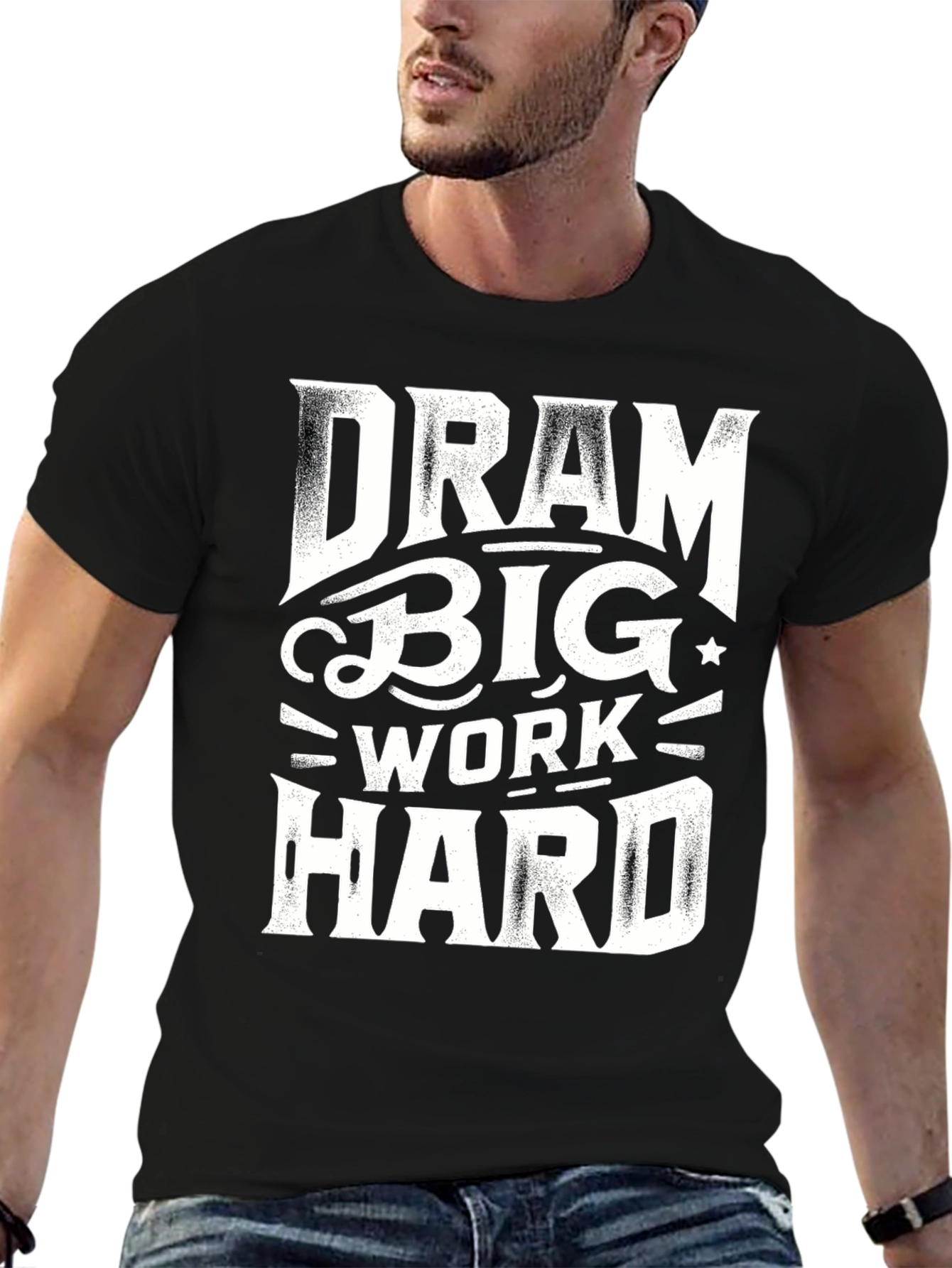 Dream Big Work Hard Graphic Tee - Black