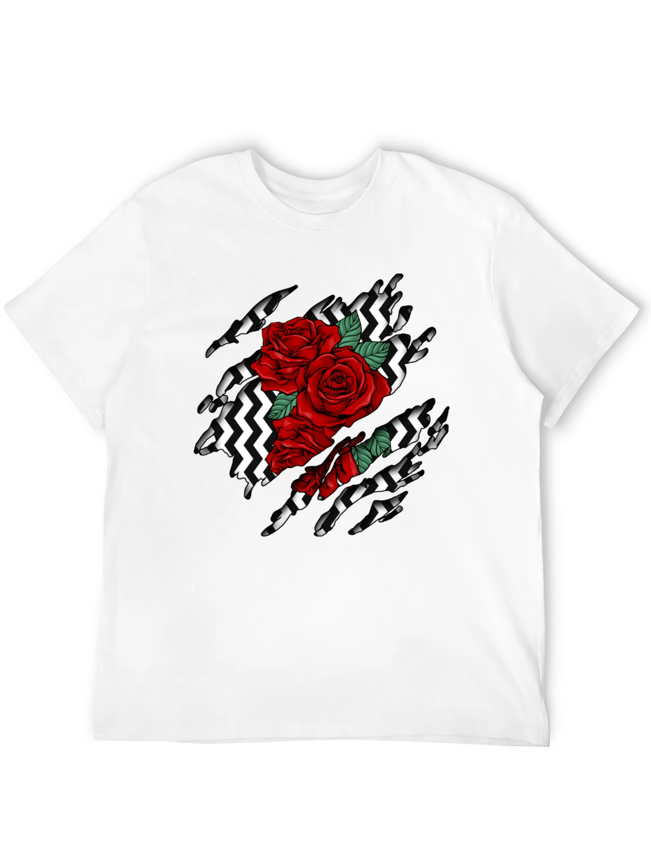 Rose Ripped T-Shirt: Graphic Black Tee