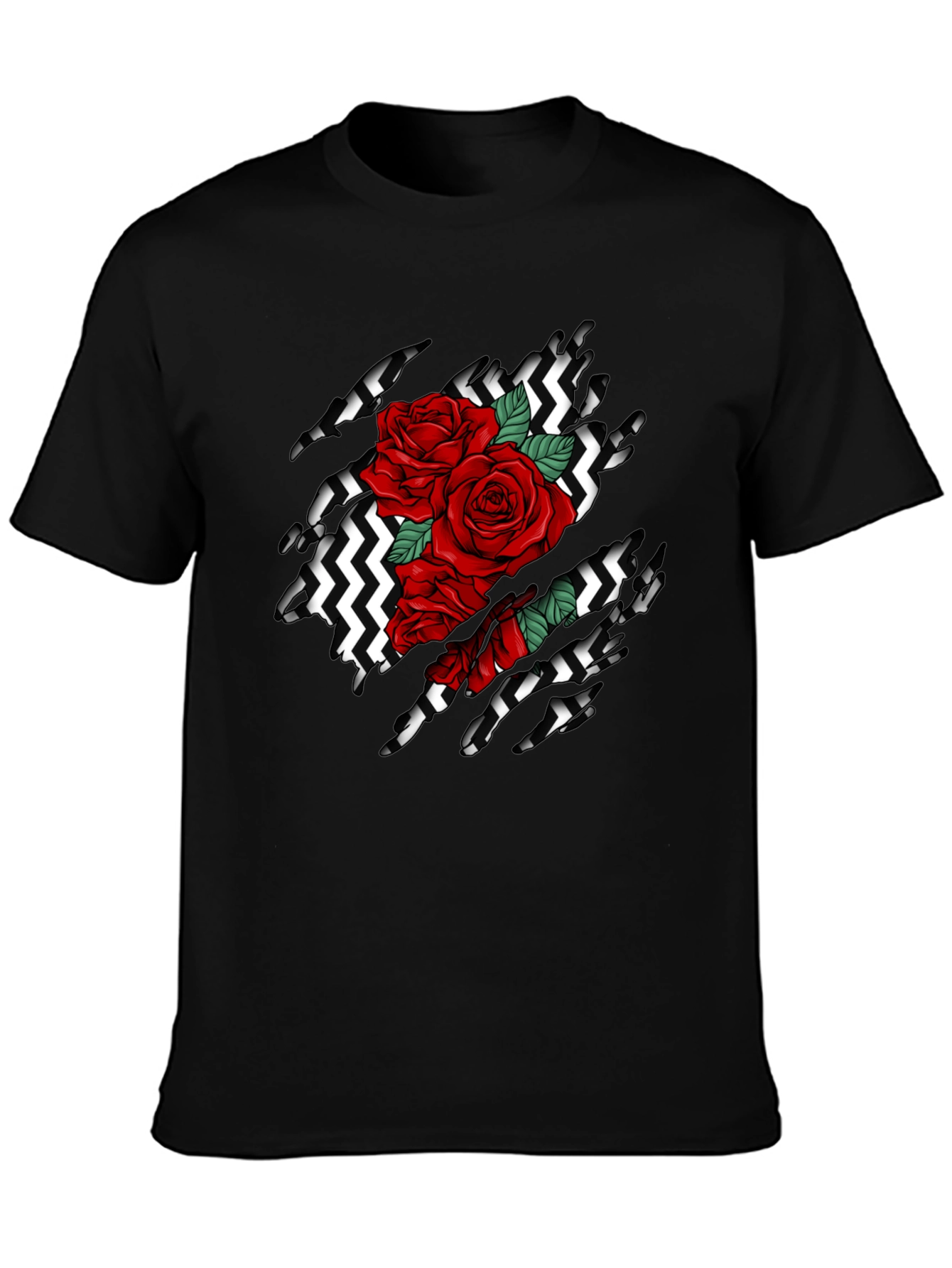 Rose Ripped T-Shirt: Graphic Black Tee