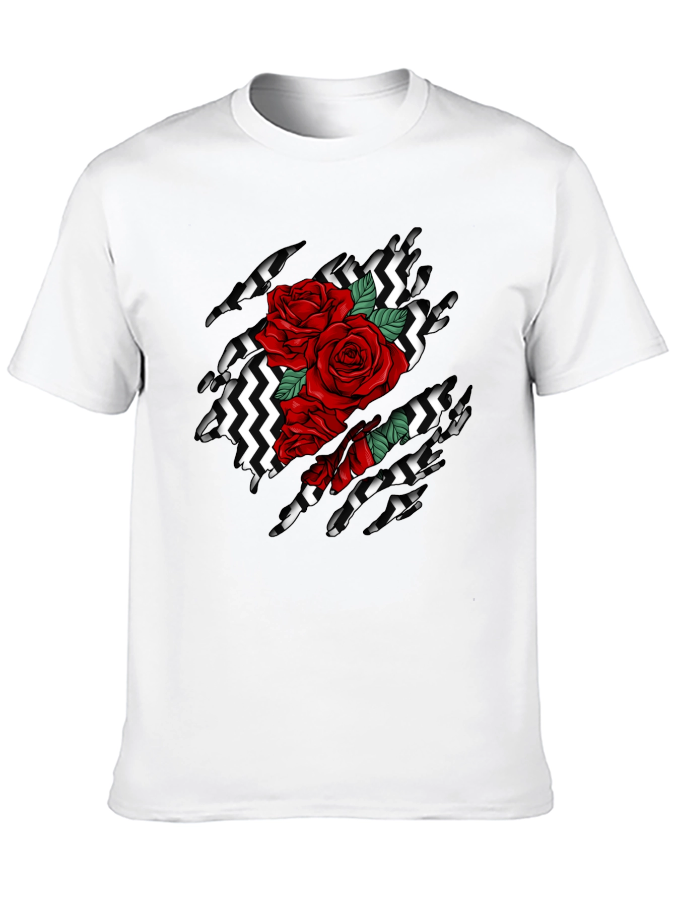 Rose Ripped T-Shirt: Graphic Black Tee
