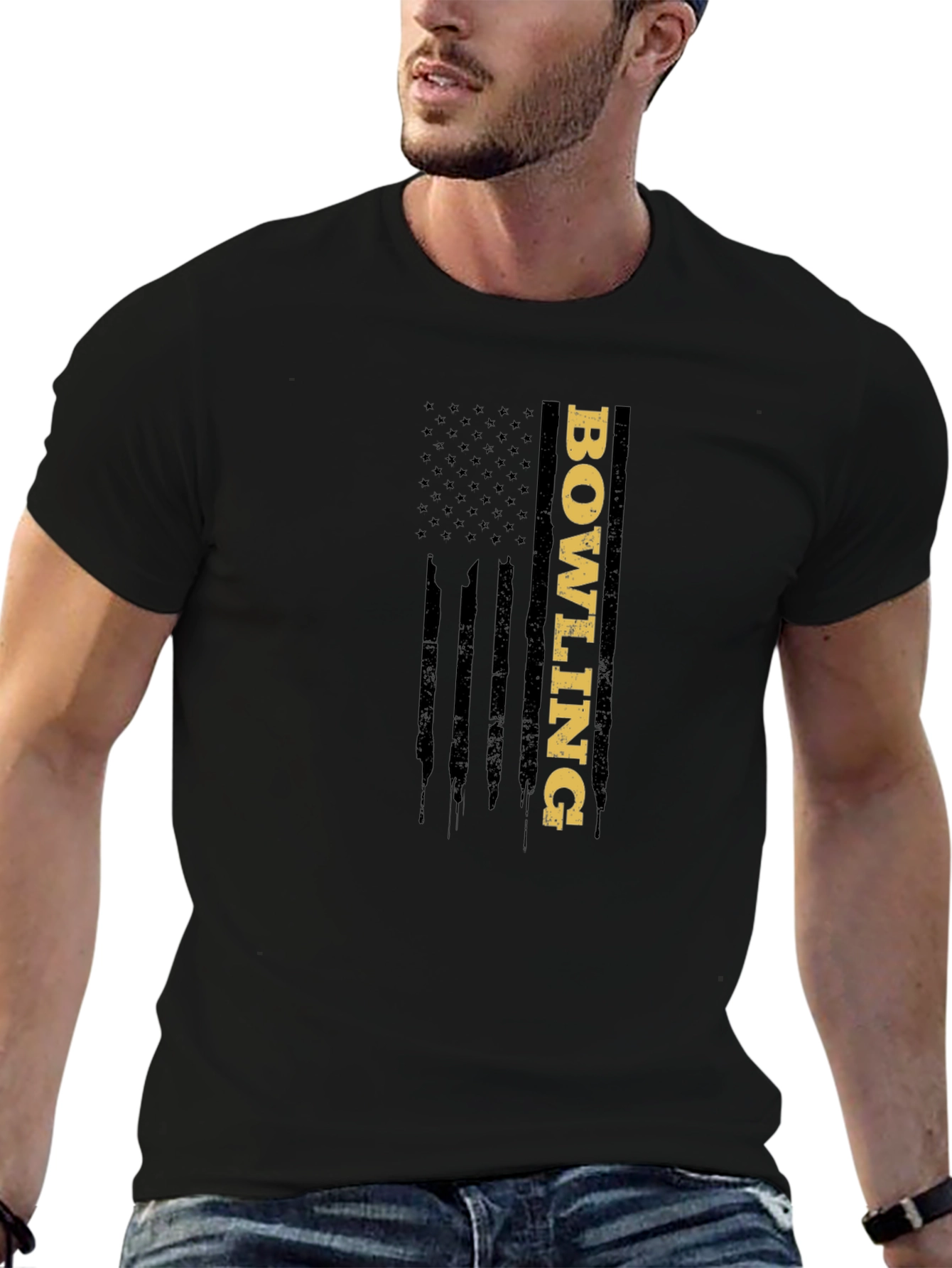 Bowling American Flag Graphic T-Shirt