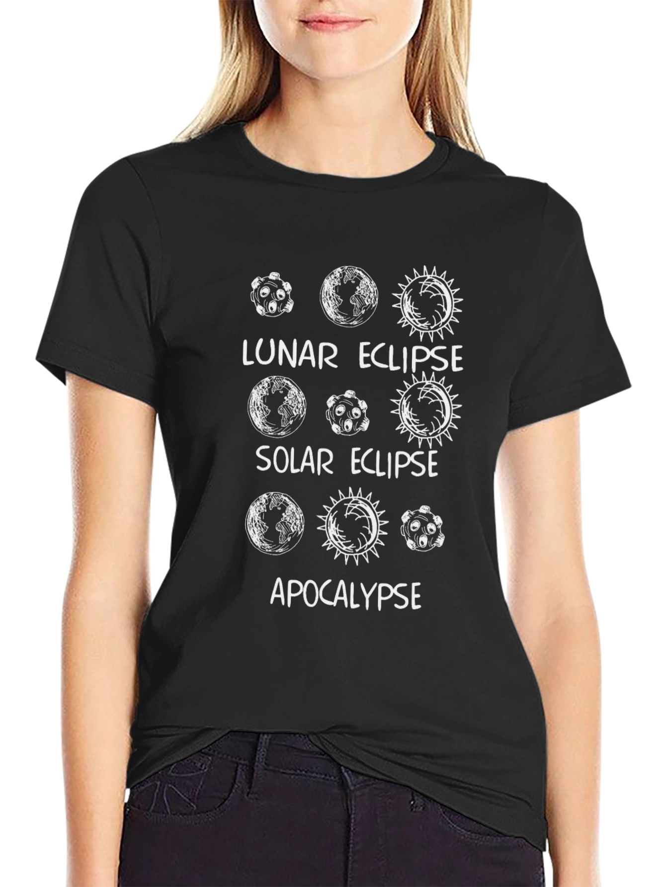 Lunar Solar Eclipse Apocalypse Graphic Tee - Black
