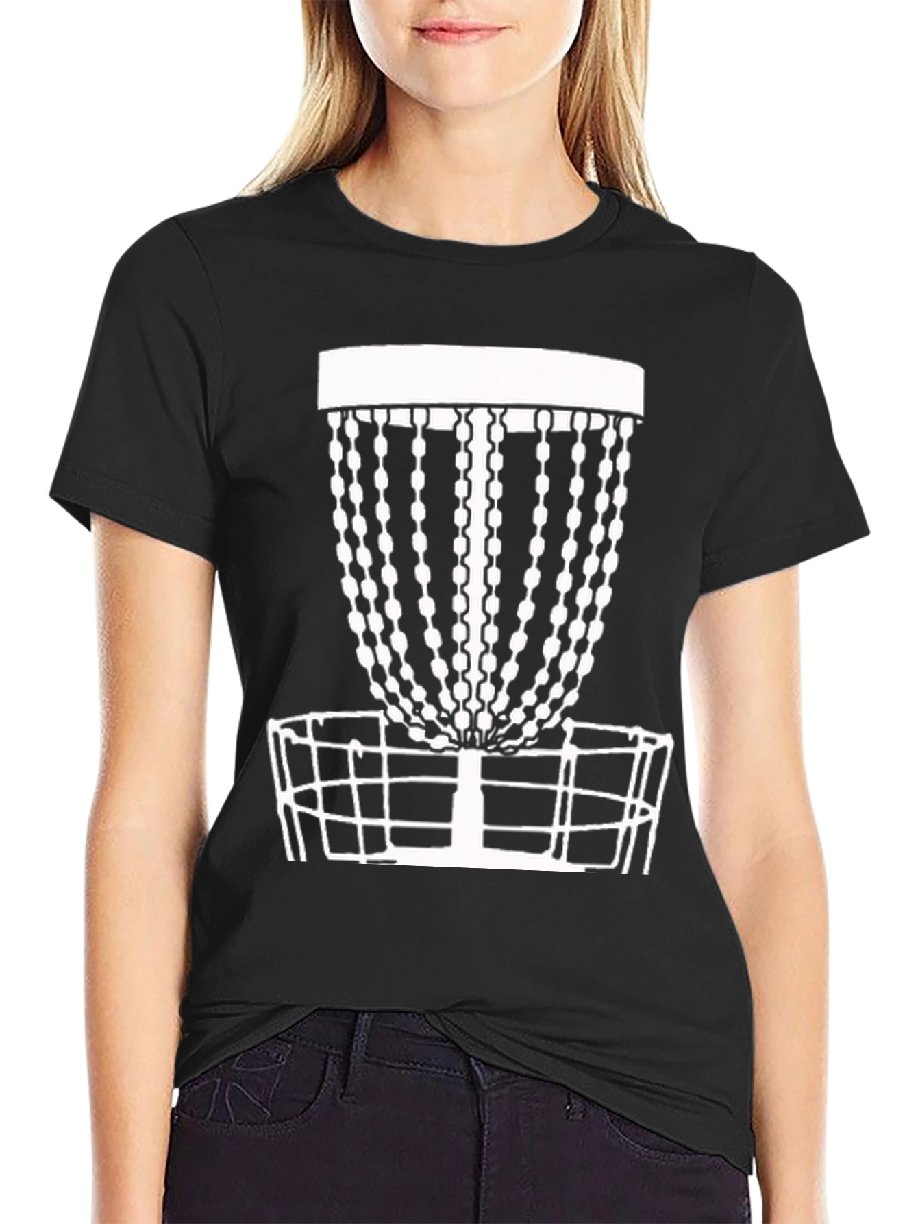 Disc Golf Basket Tee - Black Cotton Casual T-Shirt