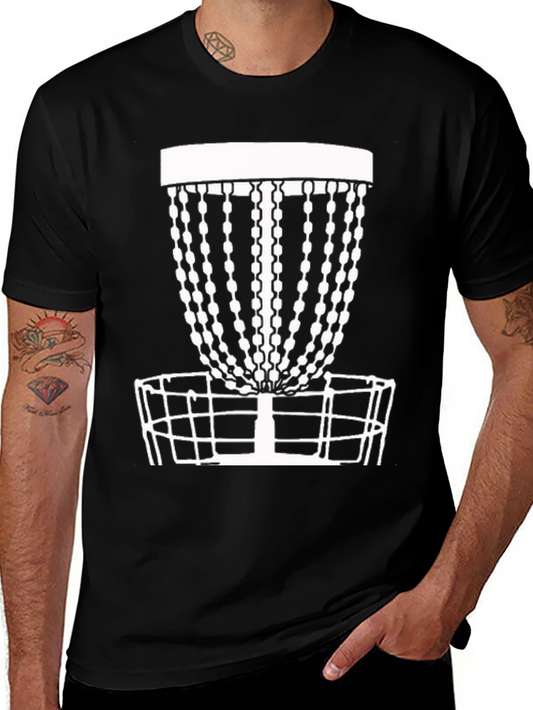 Disc Golf Basket Tee - Black Cotton Casual T-Shirt