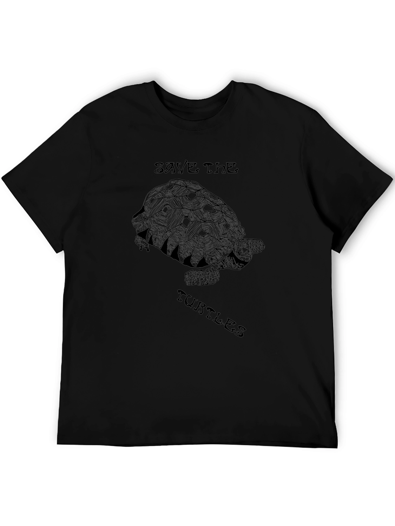 Save the Turtles Graphic Tee - Black Cotton T-Shirt