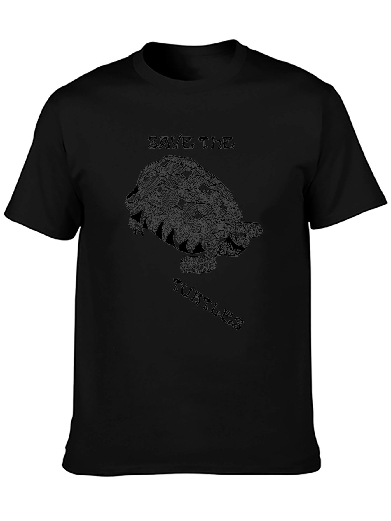 Save the Turtles Graphic Tee - Black Cotton T-Shirt
