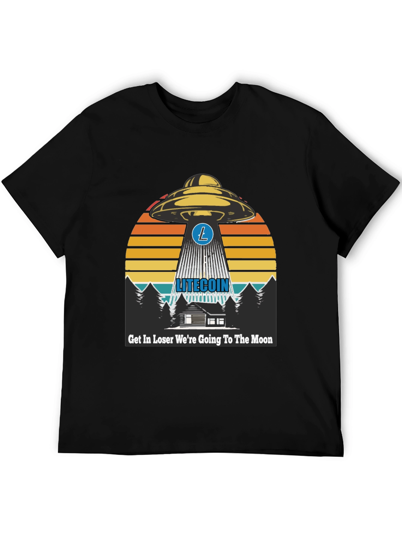 Litecoin UFO Graphic Tee - Crypto Moon Trip!