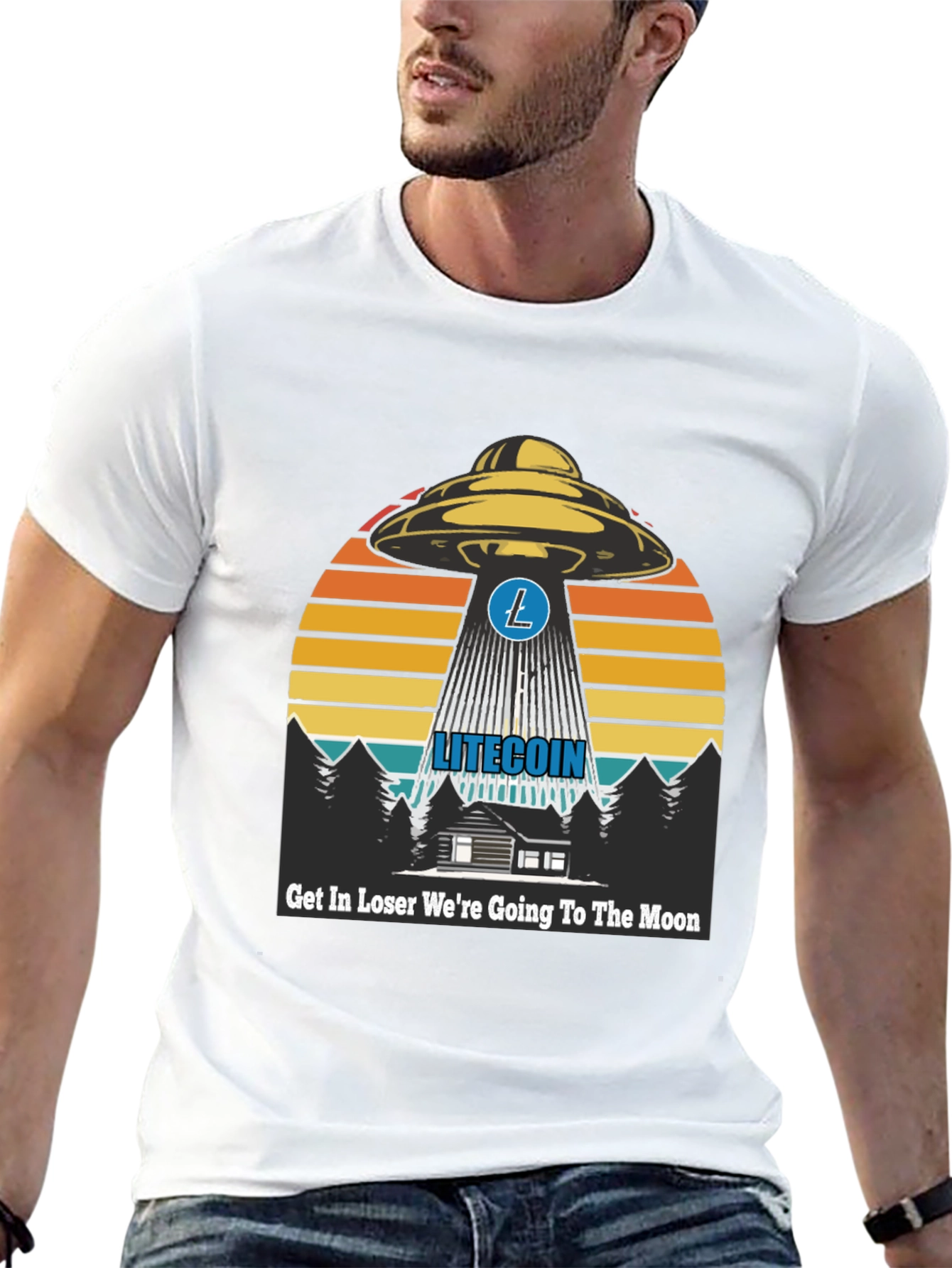 Litecoin UFO Graphic Tee - Crypto Moon Trip!