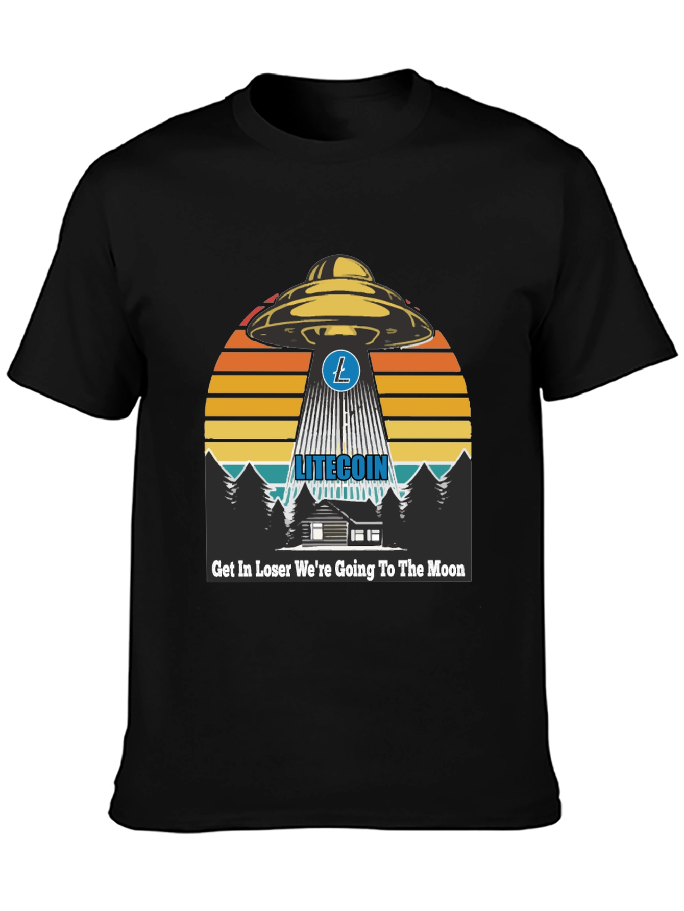 Litecoin UFO Graphic Tee - Crypto Moon Trip!