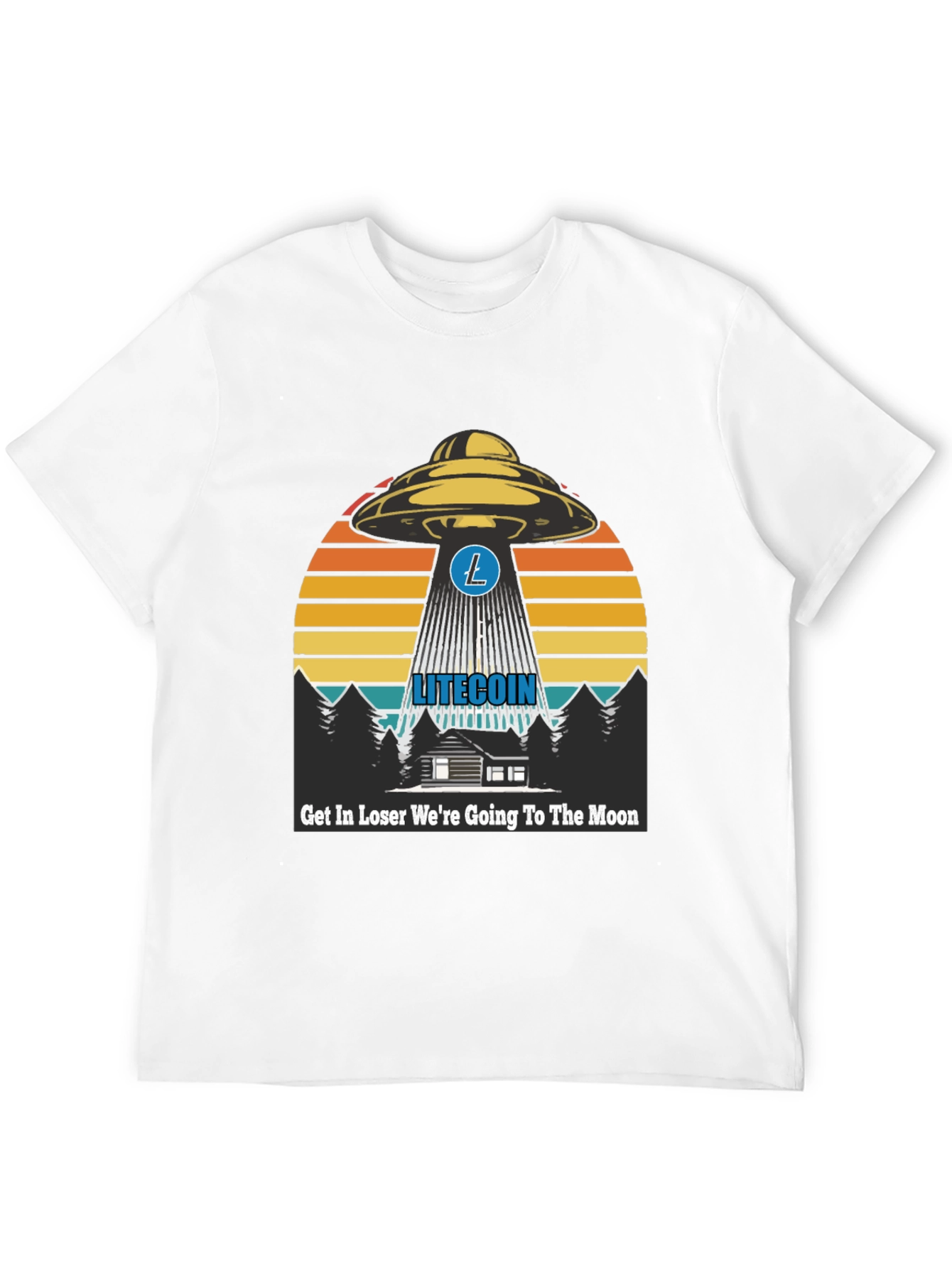 Litecoin UFO Graphic Tee - Crypto Moon Trip!