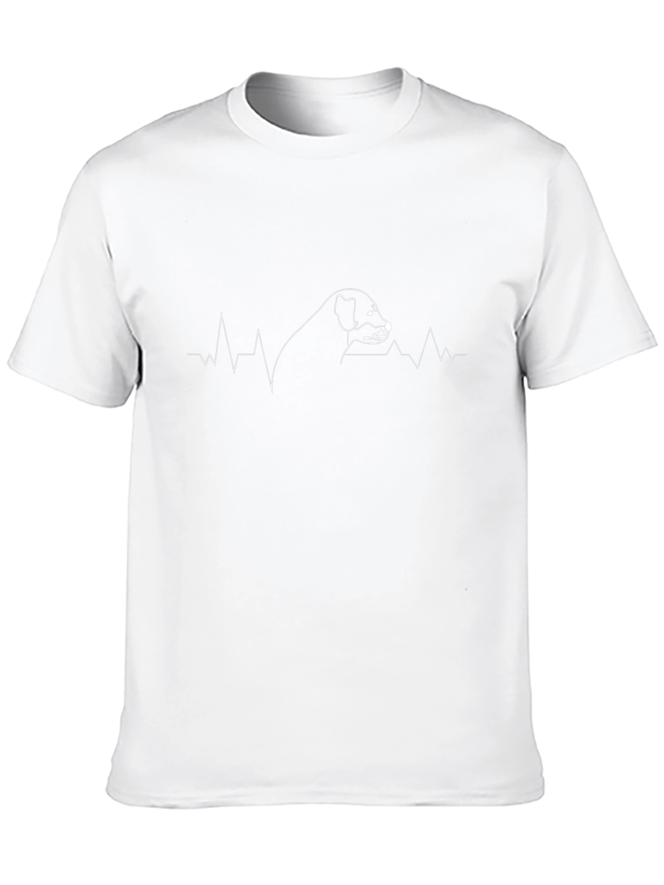 Black Dog Heartbeat Line Art T-Shirt
