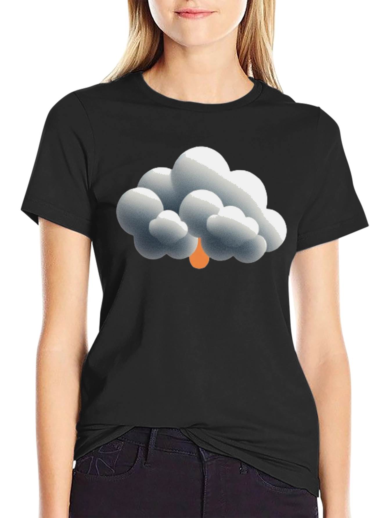 Rain Cloud Graphic Tee - Soft Cotton Black T-Shirt