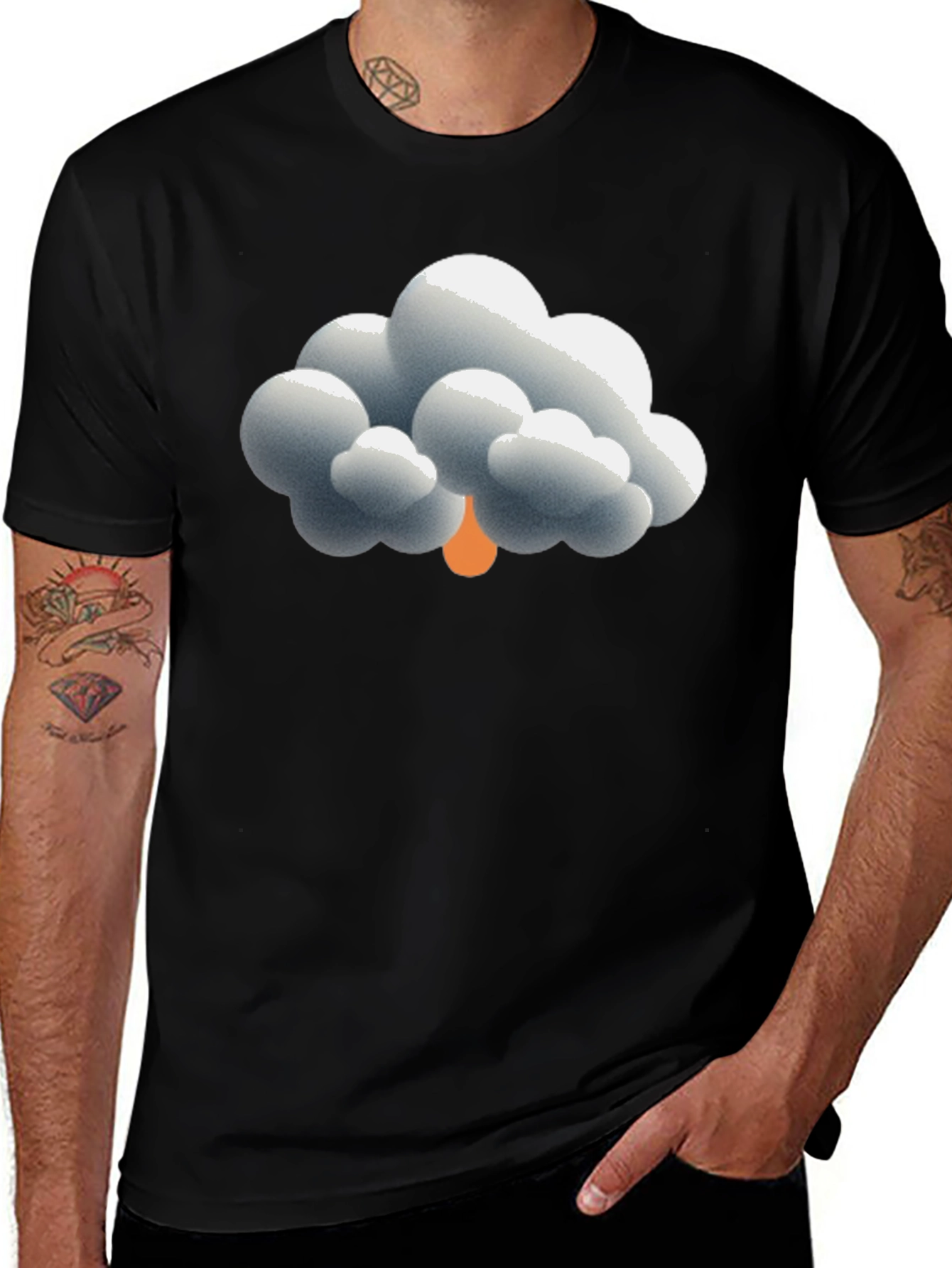 Rain Cloud Graphic Tee - Soft Cotton Black T-Shirt