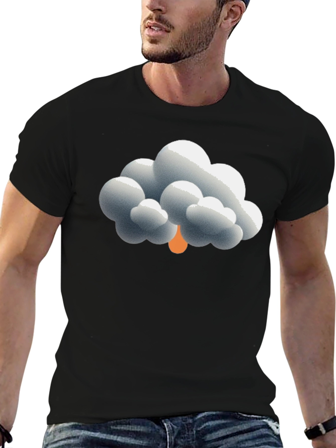Rain Cloud Graphic Tee - Soft Cotton Black T-Shirt