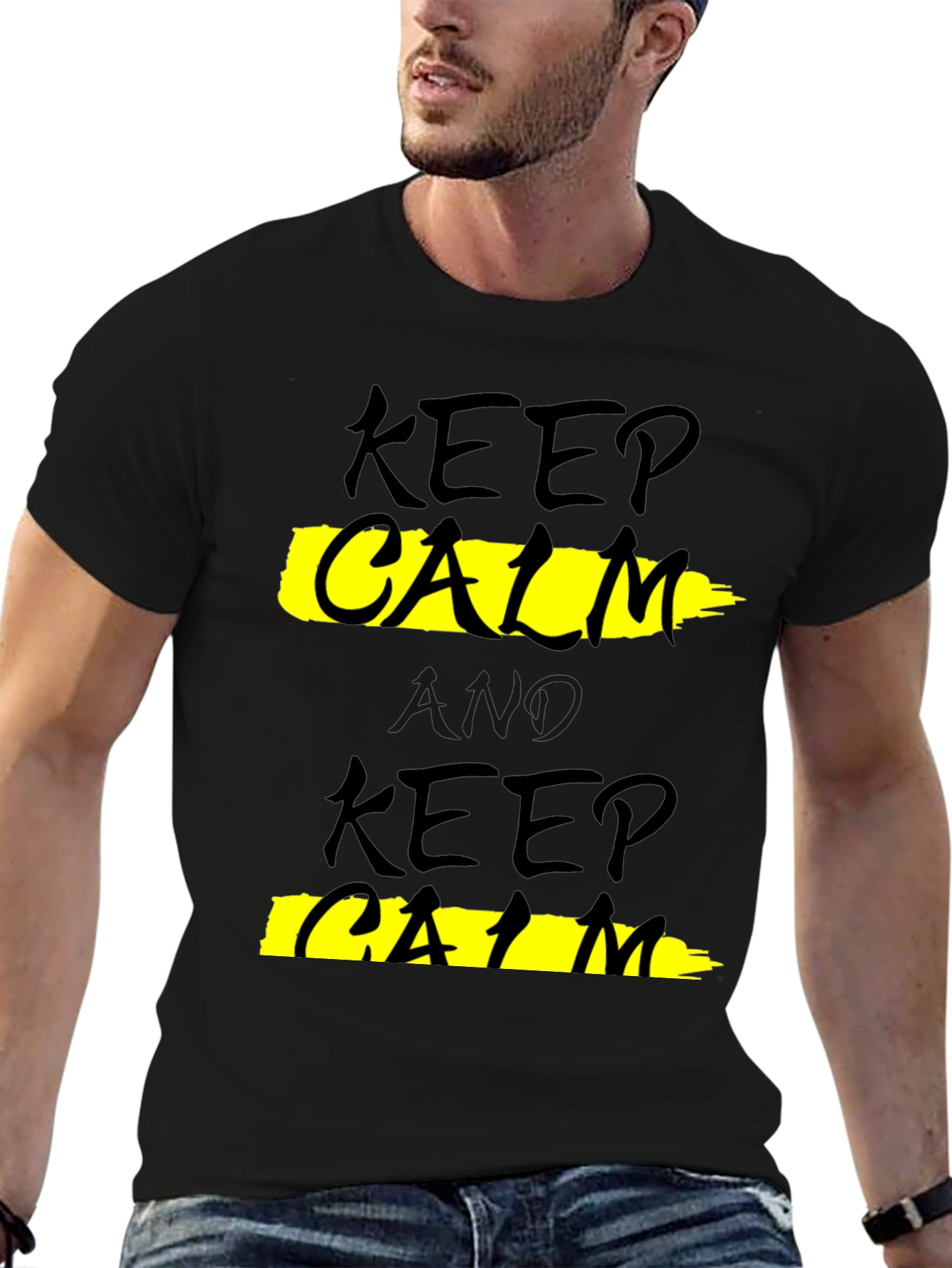 Keep Calm Black Graphic T-Shirt