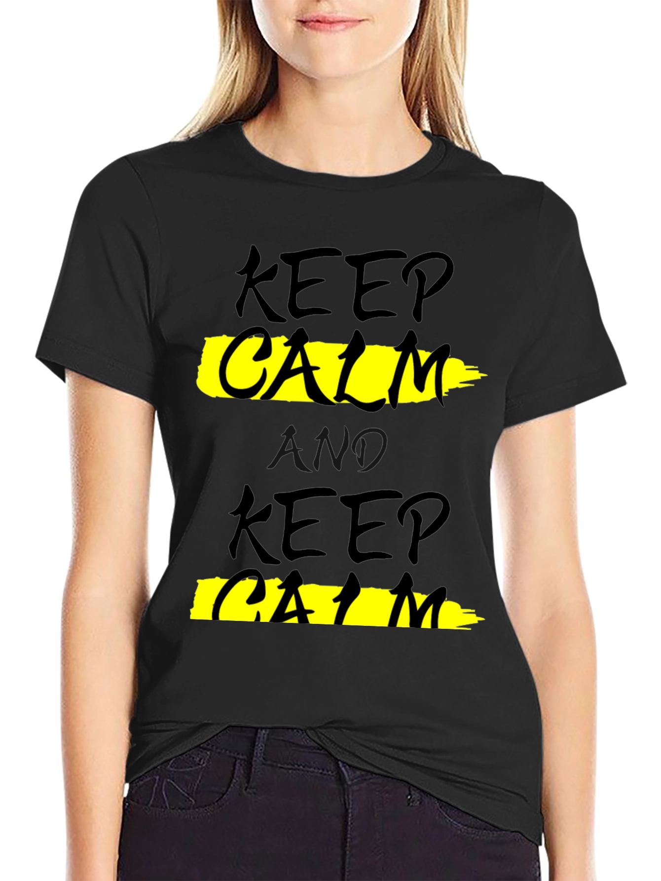 Keep Calm Black Graphic T-Shirt