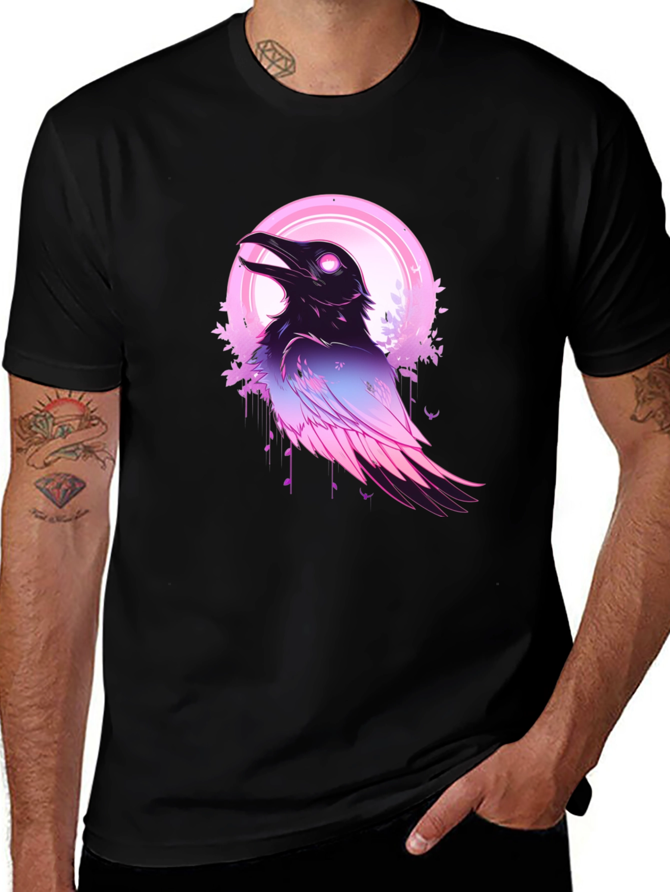 Neon Raven Graphic T-Shirt - Crow Design