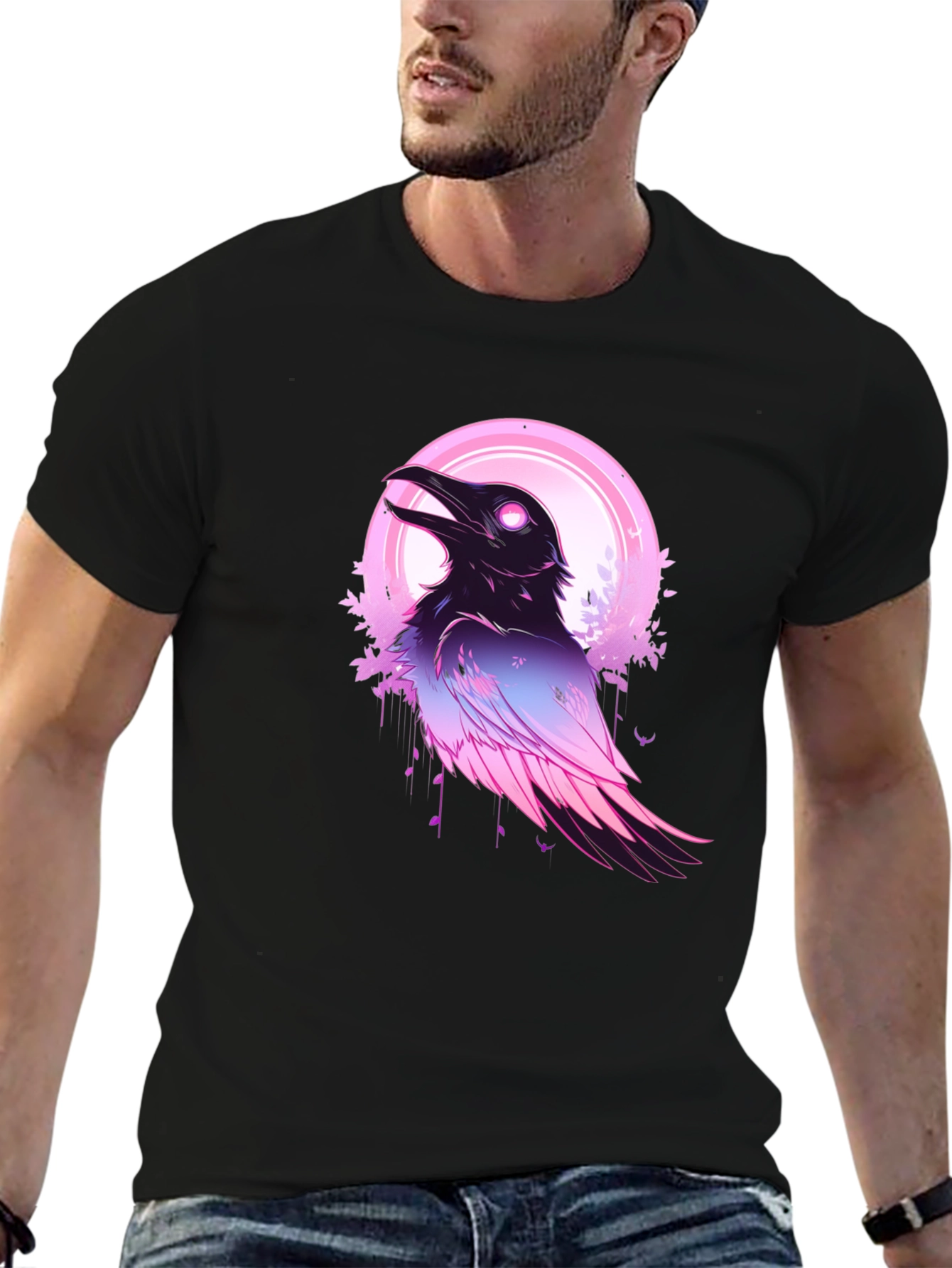 Neon Raven Graphic T-Shirt - Crow Design