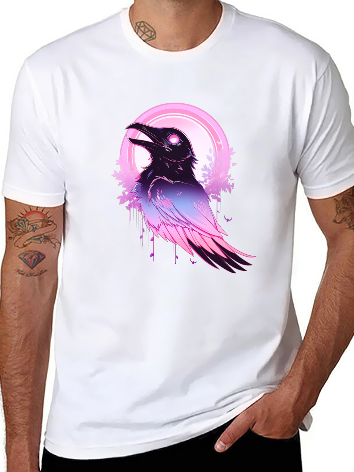 Neon Raven Graphic T-Shirt - Crow Design