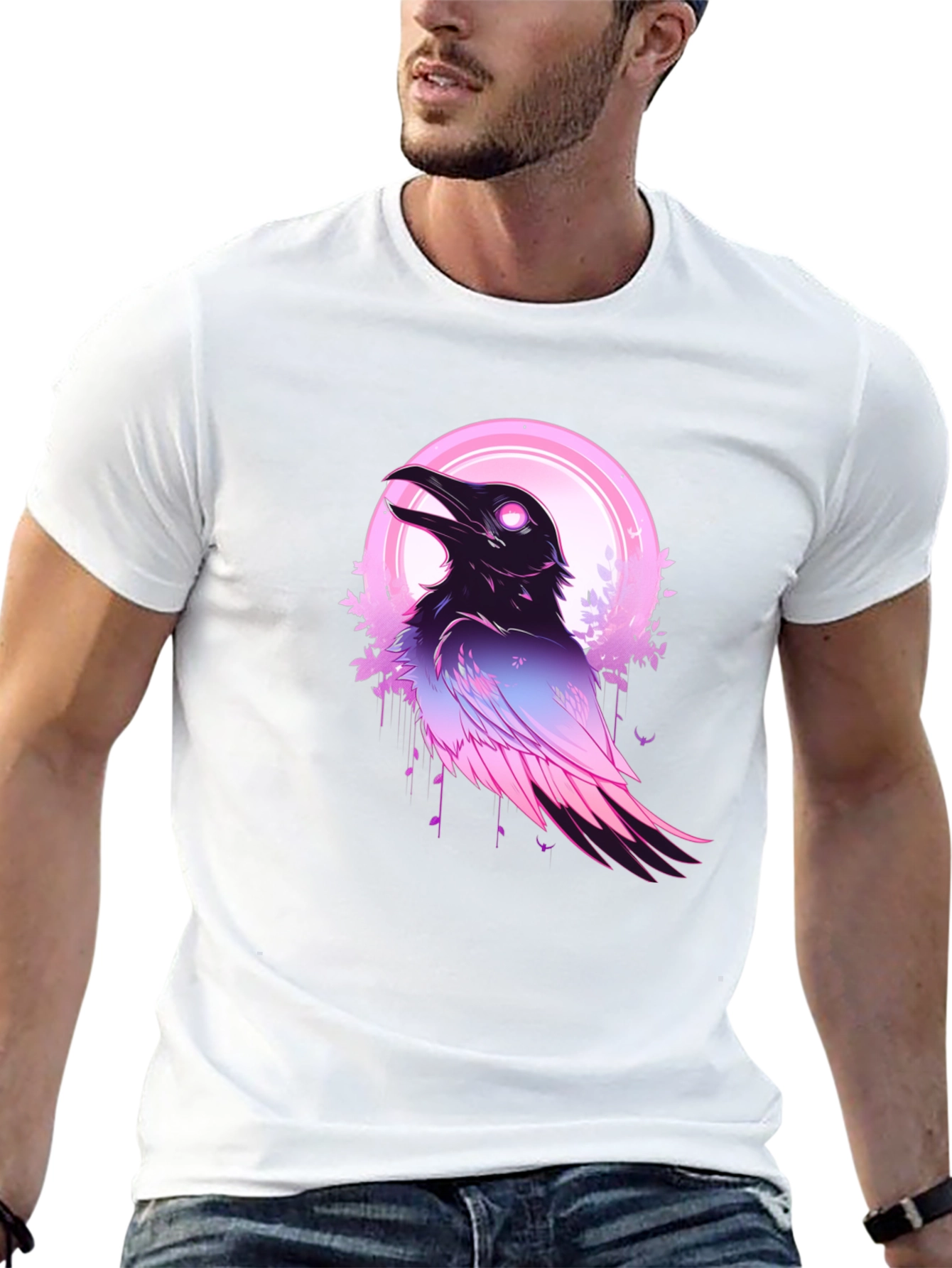 Neon Raven Graphic T-Shirt - Crow Design