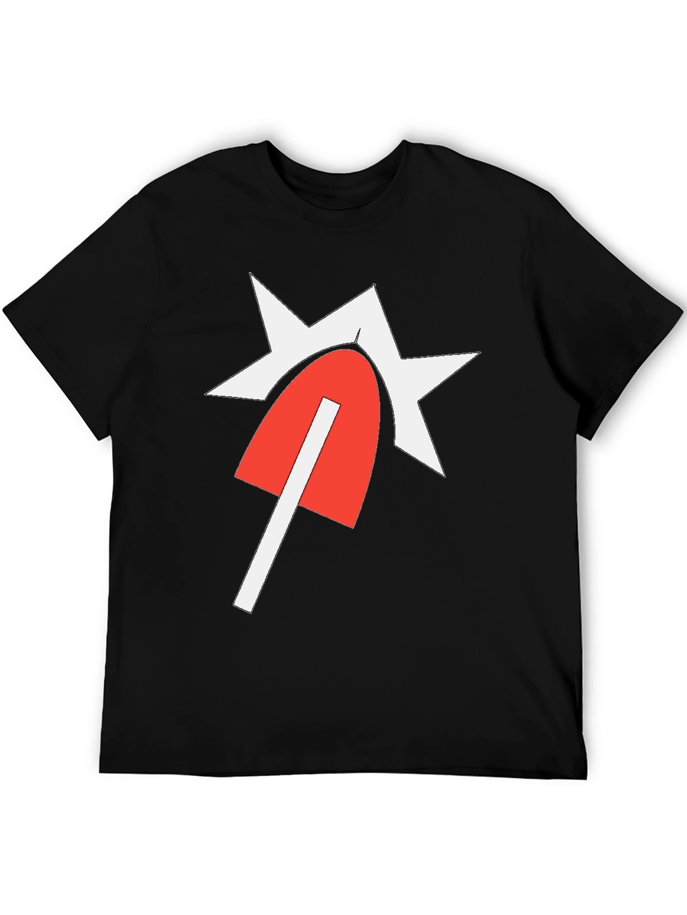 Graphic Tee with Red & White Design