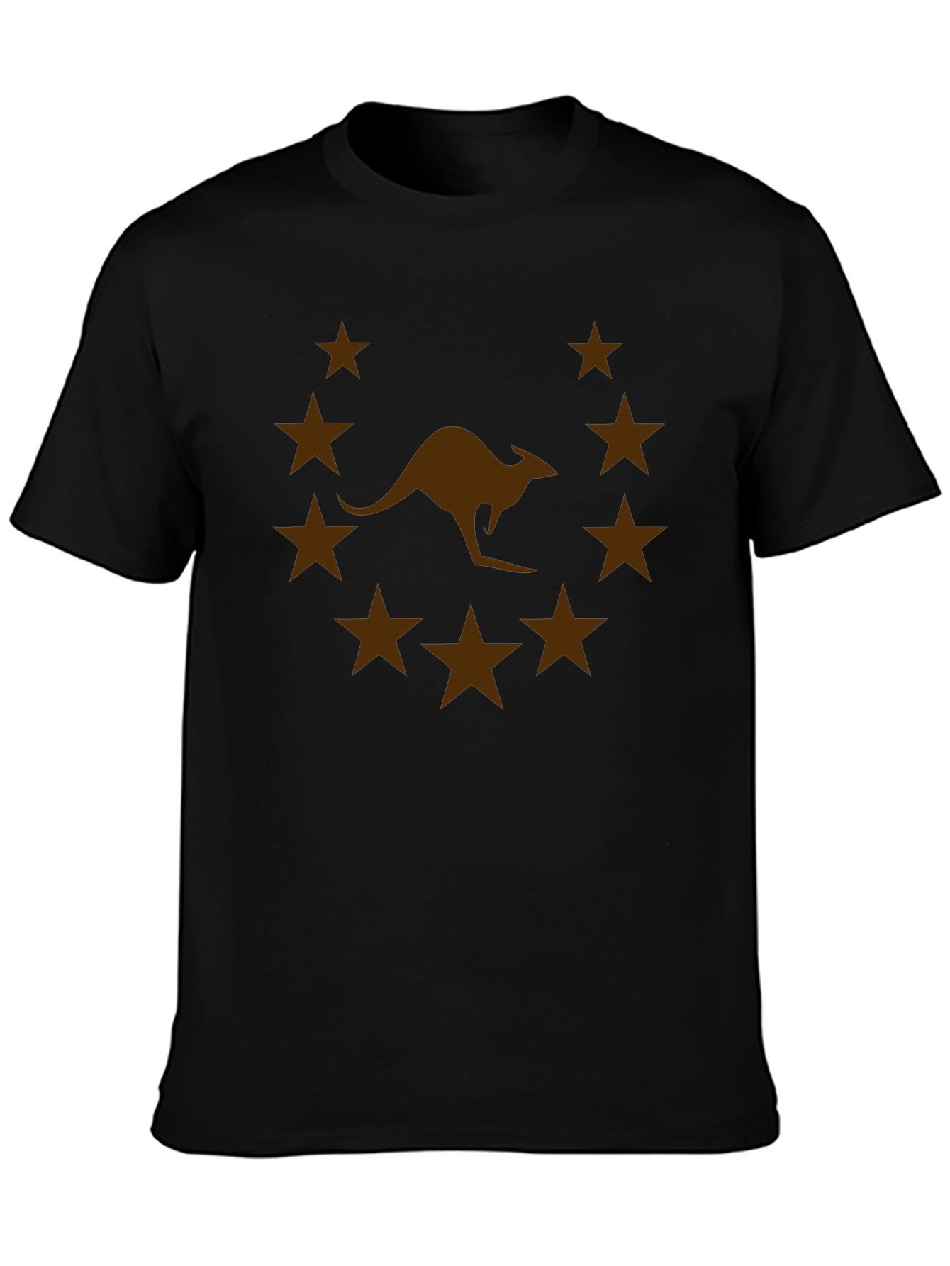 Kangaroo Star Graphic Tee - Black Casual T-Shirt
