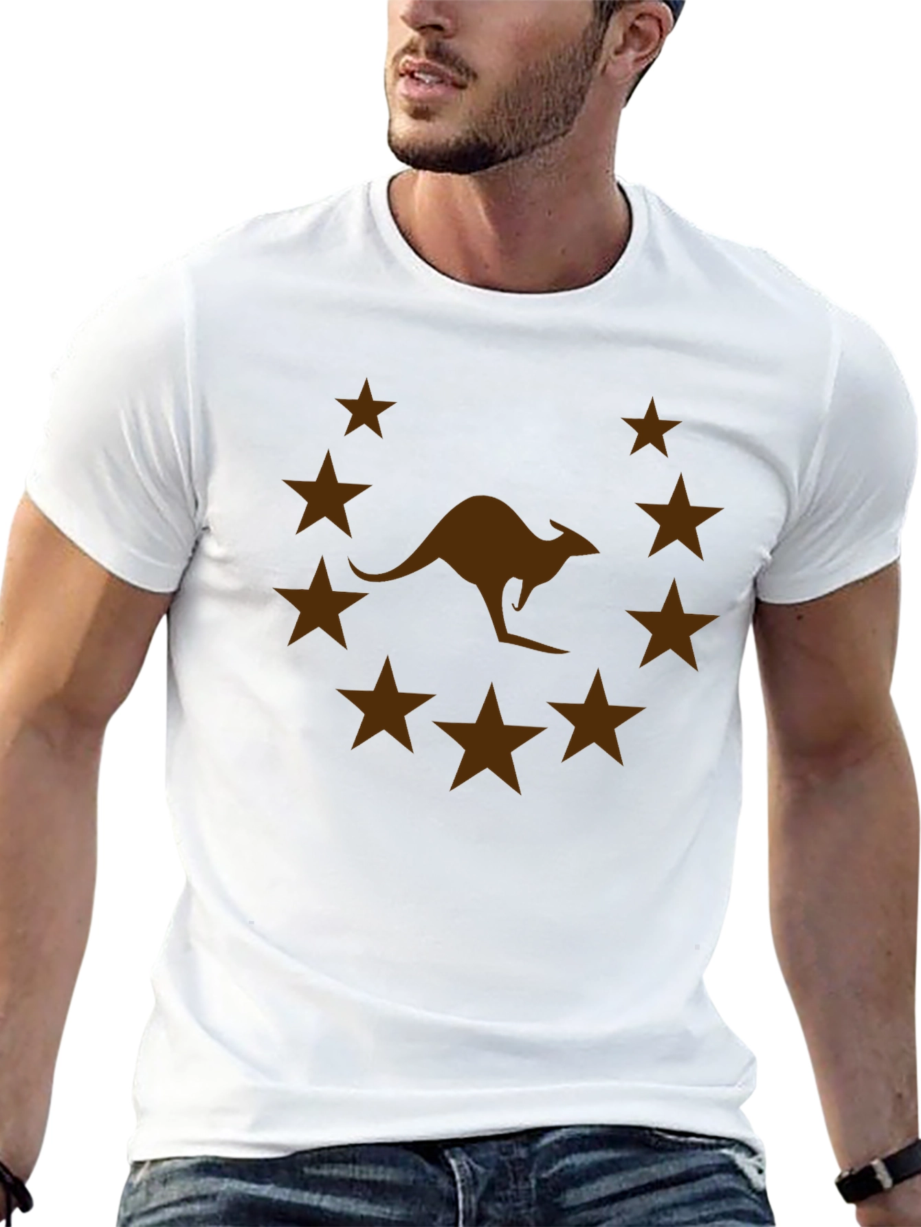 Kangaroo Star Graphic Tee - Black Casual T-Shirt