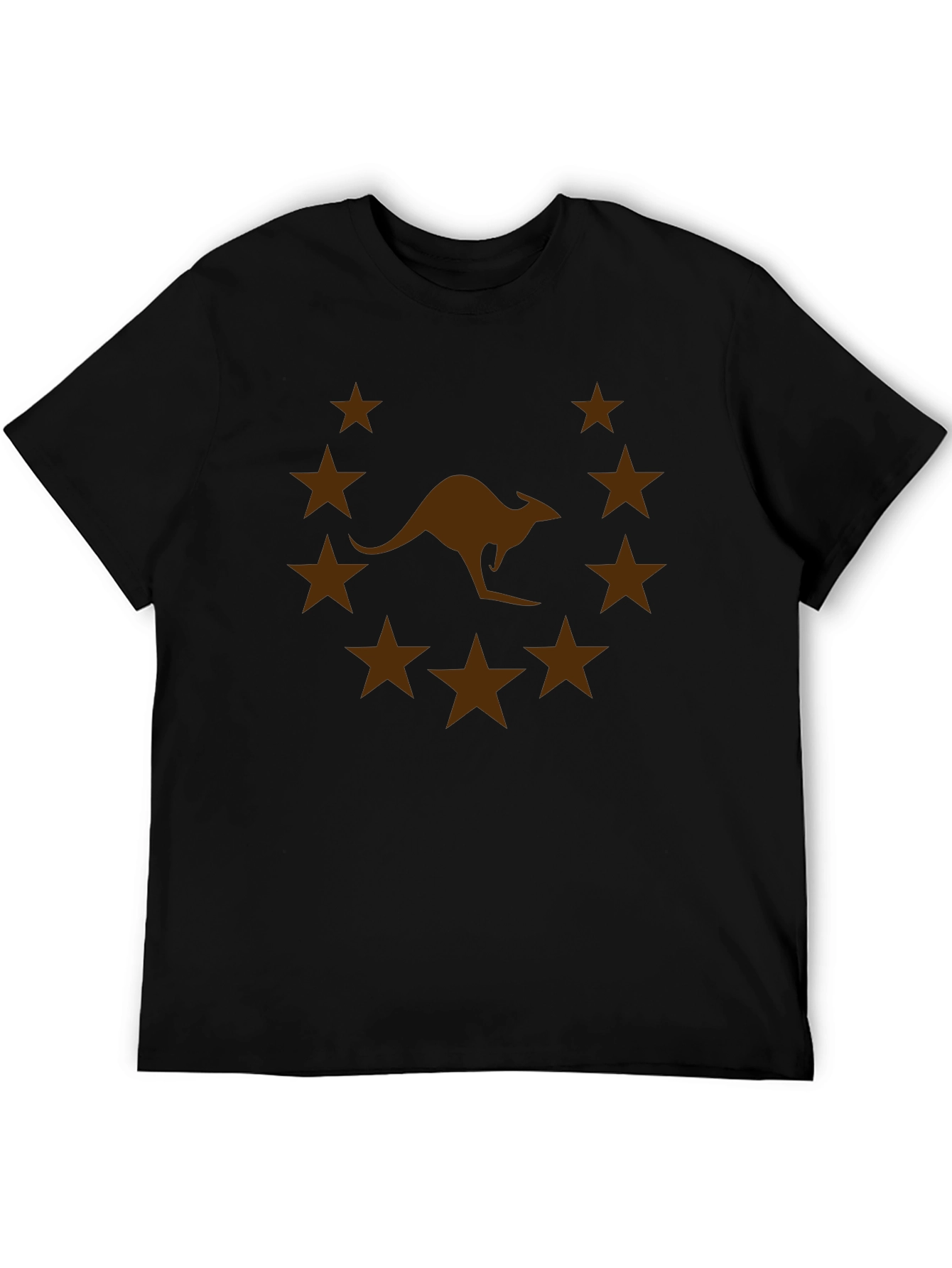 Kangaroo Star Graphic Tee - Black Casual T-Shirt
