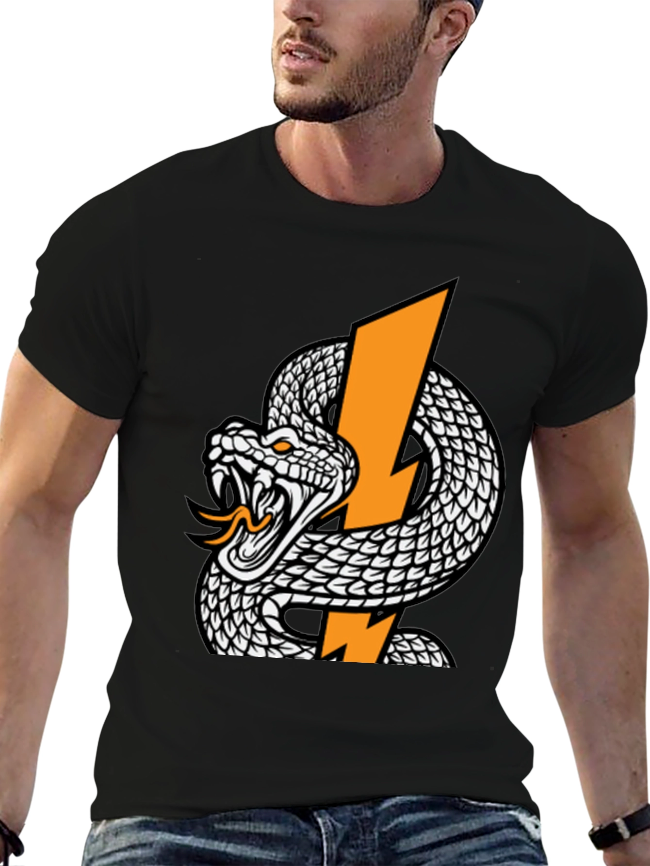 Snake and Lightning Bolt Graphic T-Shirt