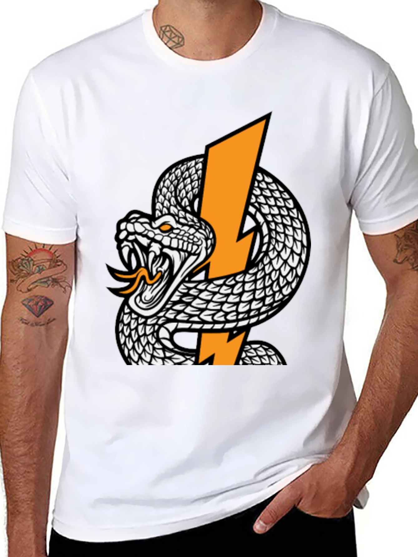 Snake and Lightning Bolt Graphic T-Shirt